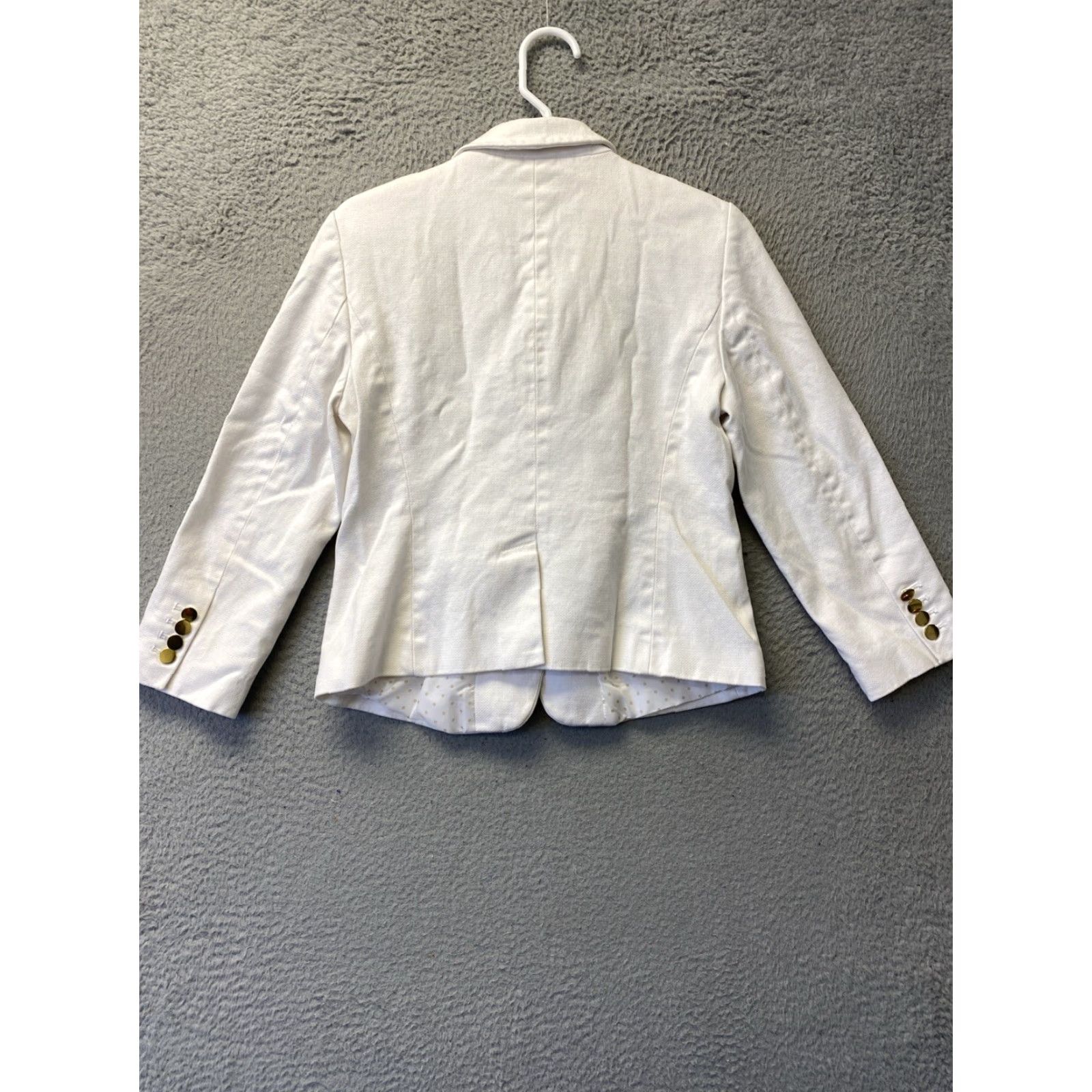 Ann Taylor Ann Taylor Blazer Jacket Size 6 Textured 3/4 Sleeve Open Front White /55-56 Size M / US 6-8 / IT 42-44 - 6 Thumbnail