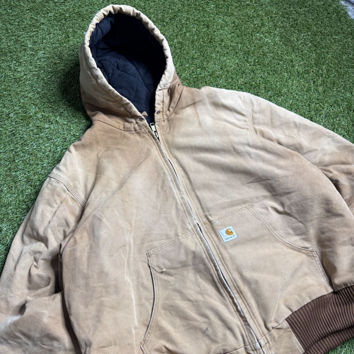 Carhartt Vintage 90s Tan Hooded Carhartt Jacket with Warm Interior Size US XL / EU 56 / 4 - 2 Thumbnail