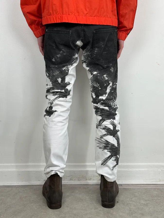 Dsquared2 AW2015 Dsquared2 Black White Denim Floral Print Straight Jeans Size US 32 / EU 48 - 4 Thumbnail