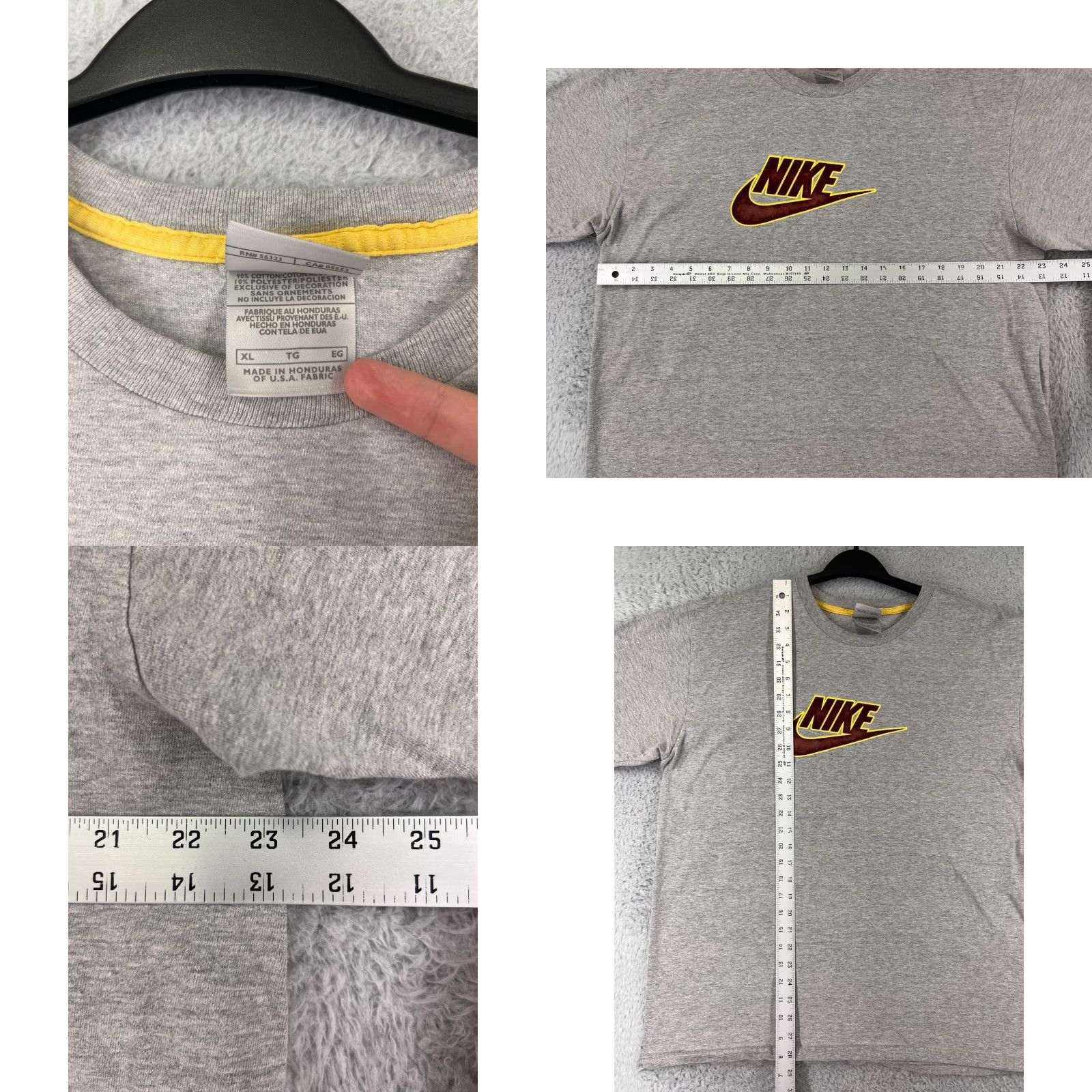 Nike Nike Shirt XL Gray Velvet Swoosh Short Sleeve Crew Neck Cotton Mens Size US XL / EU 56 / 4 - 8 Thumbnail