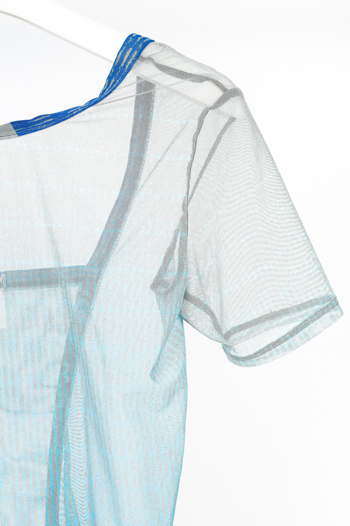 Issey Miyake Issey Miyake Blue Printed Sheer Mesh Top Size L / US 10 / IT 46 - 5 Thumbnail