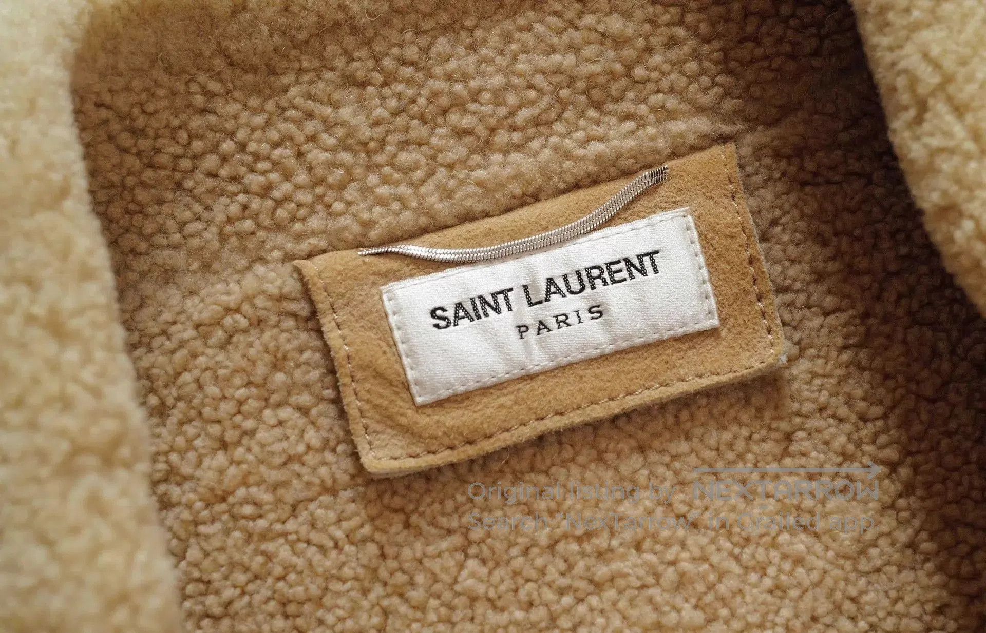Saint Laurent Paris Beige Shearling Collar Bomber Jacket. Size US S / EU 44-46 / 1 - 3 Thumbnail