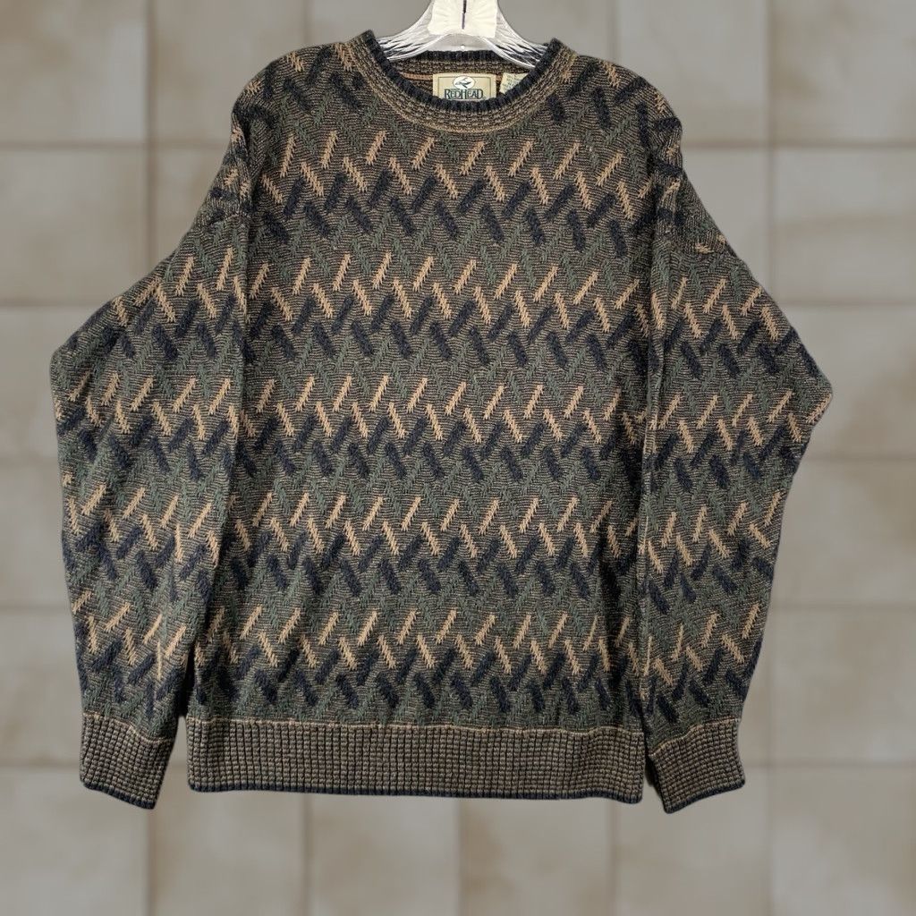 Vintage VINTAGE RedHead Mens Large Sweater Pullover 90s Geometric Cable-Knit Breathable All Over 3D Design Outdoor Hunting Hunting Nature Classic USA Size US L / EU 52-54 / 3 - 1 Thumbnail