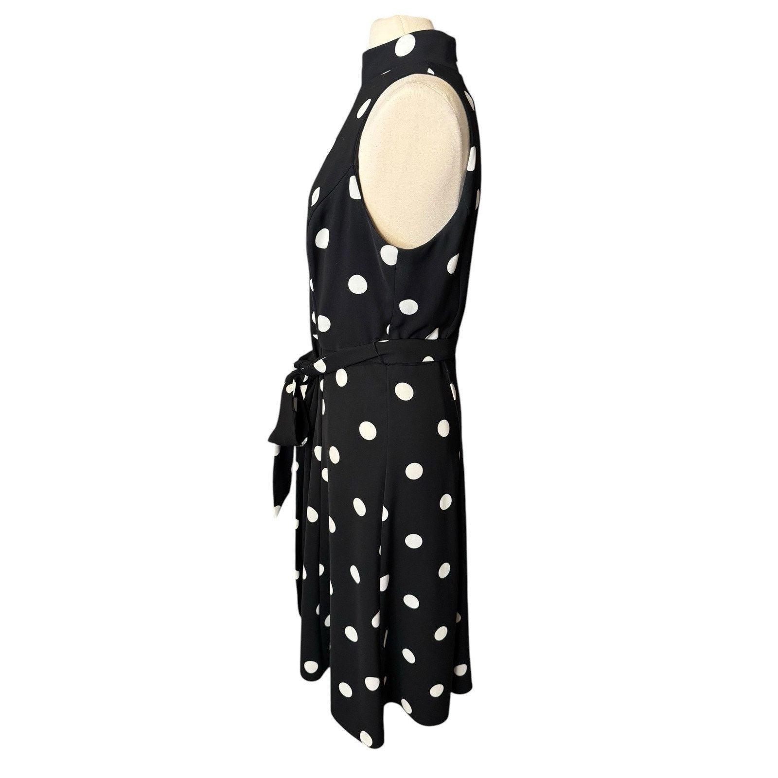 Lauren Ralph Lauren Ralph Lauren Black White Polka Dot Midi Dress Size XXL / US 16-18 / IT 52-54 - 7 Thumbnail