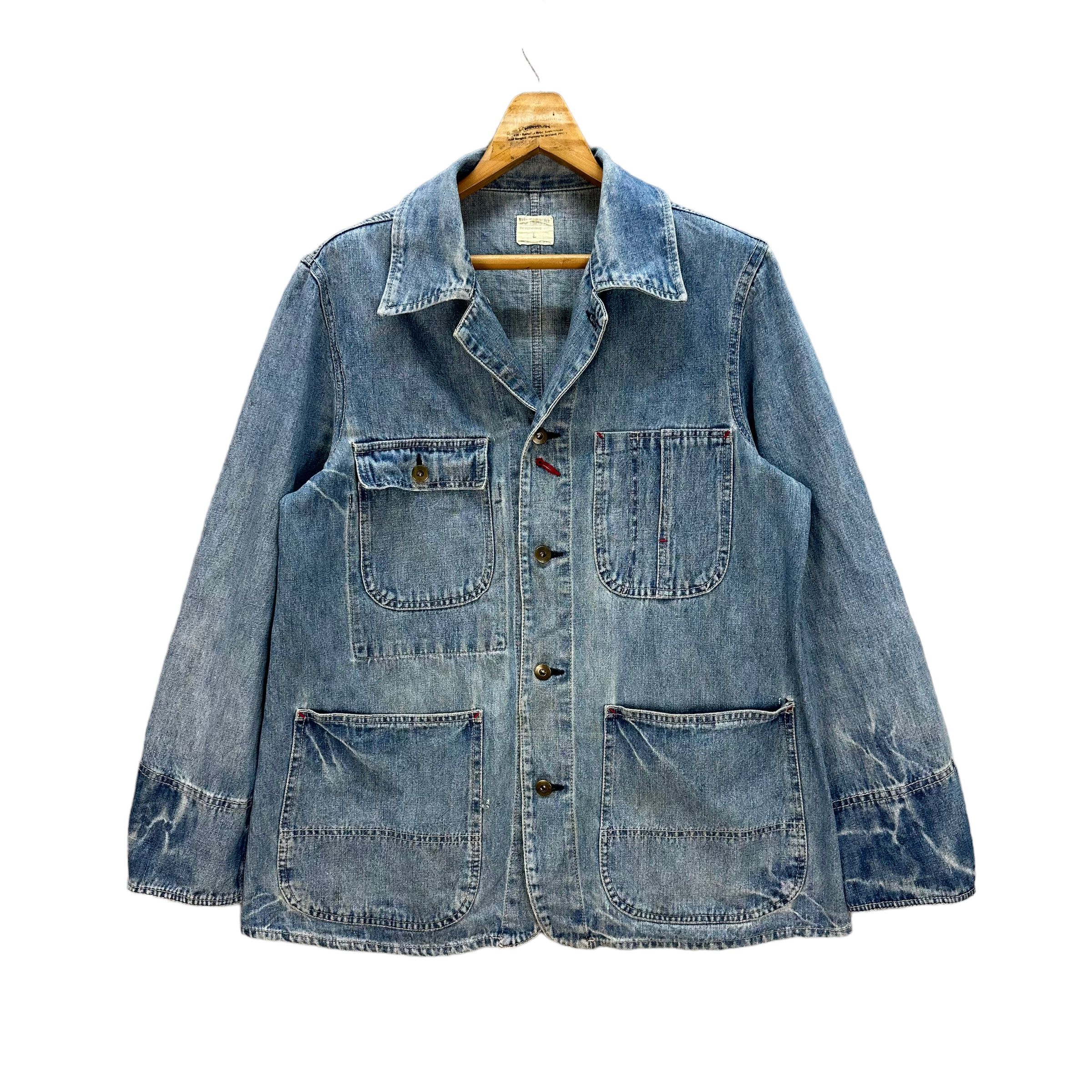 Japanese Brand US NAVAL WASHED DENIM CHORE JACKET #7985-195 Size US L / EU 52-54 / 3 - 1 Thumbnail
