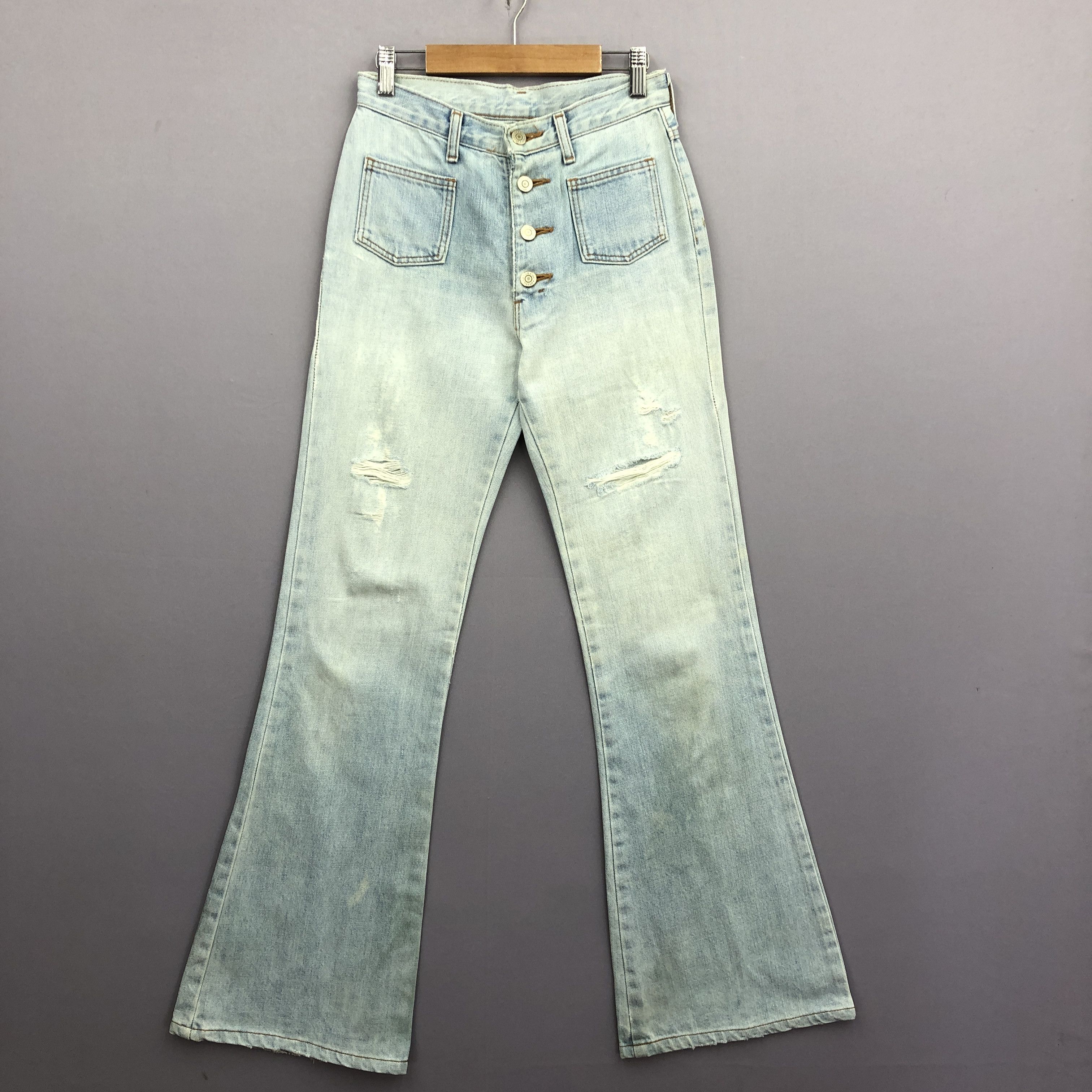 90s Wrangler Bush Pants Flare Faded Light Wash Jeans Denim