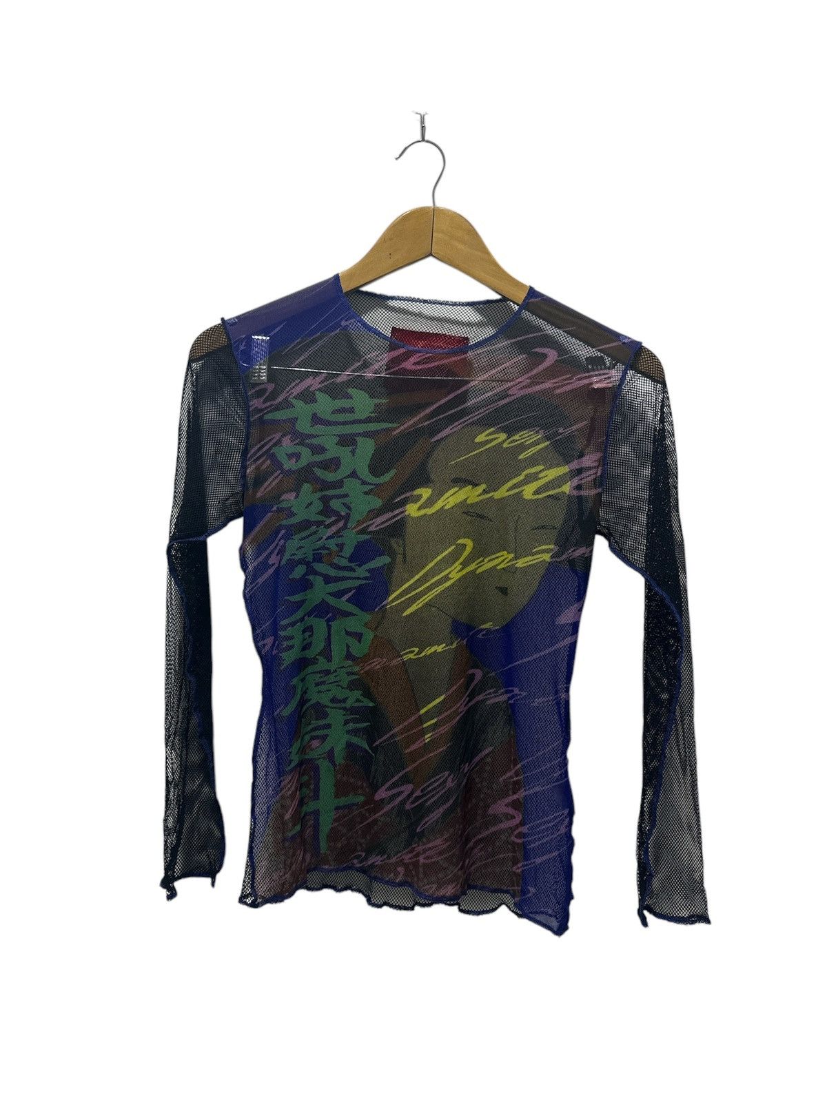 Japanese Brand × Seditionaries Rare Sexy Dynamite Mesh Shirt Punk Script Geisha Full Print Size S / US 4 / IT 40 - 1 Thumbnail