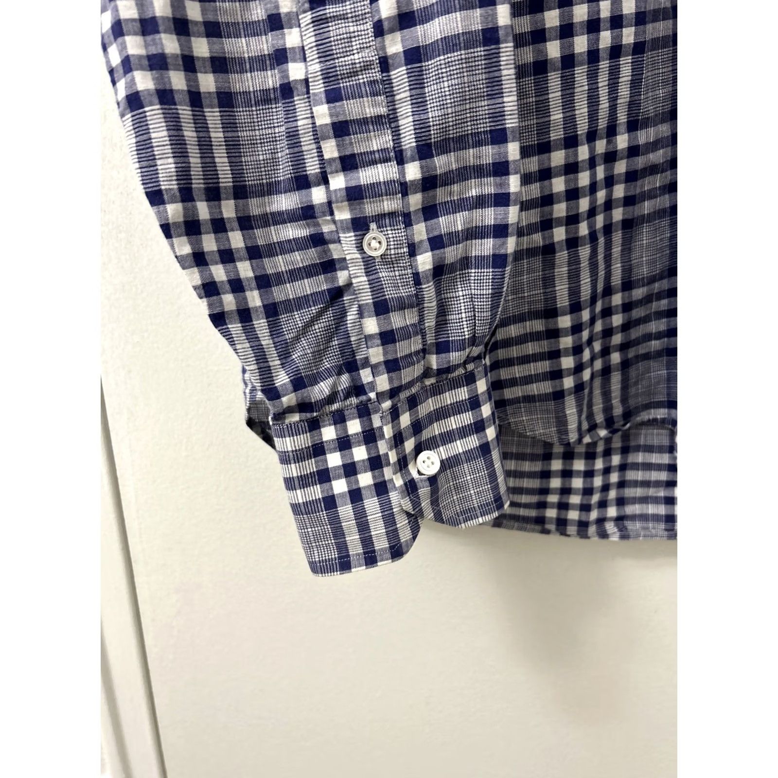 Peter Millar Peter Millar Summer Chambray Shirt Mens Large Blue White Plaid Casual Button Up Size US L / EU 52-54 / 3 - 4 Thumbnail