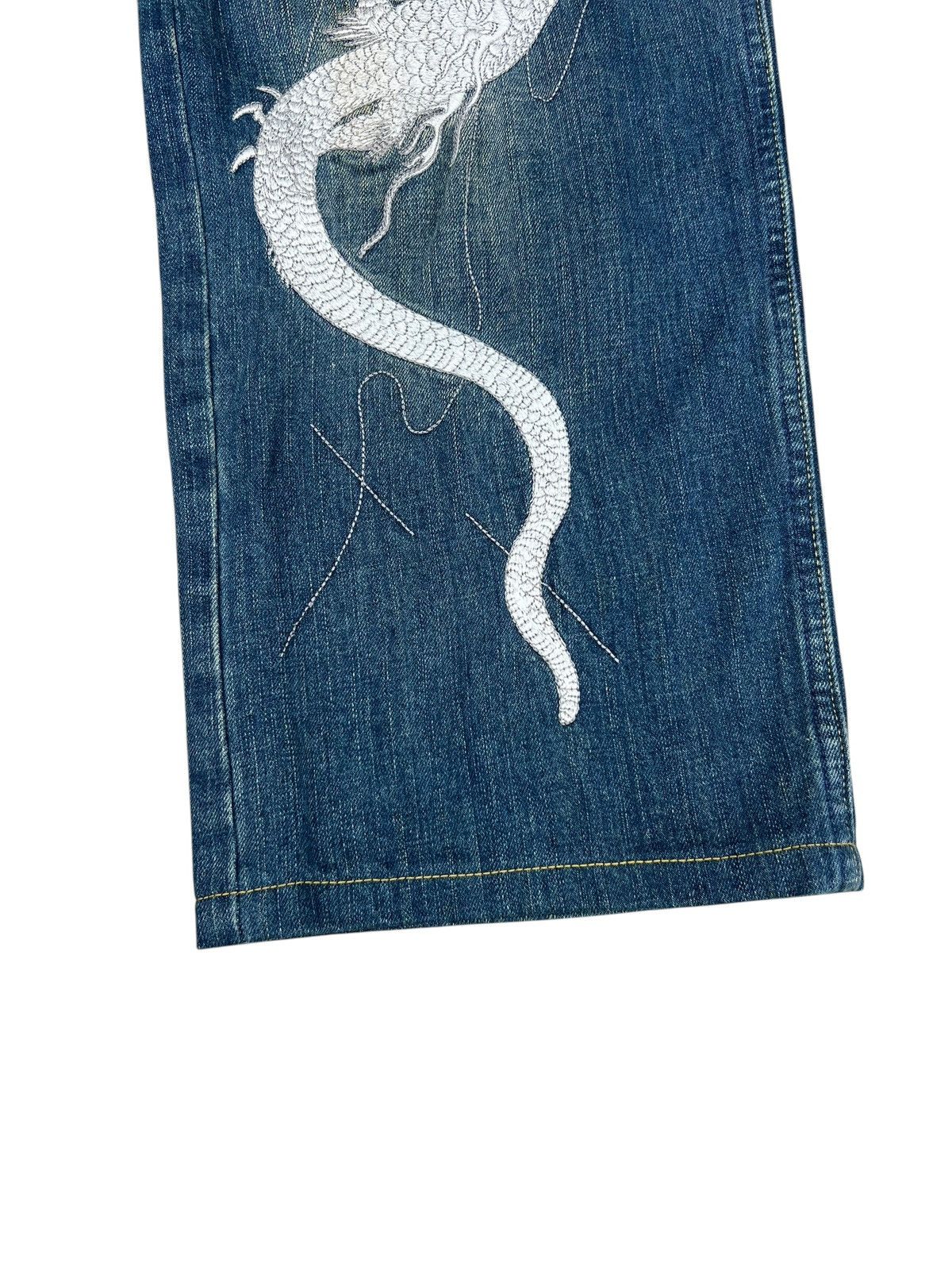 Vintage Dirty Mud Karakuri Embroidery Dragon Phoenix Denim Jeans Size US 35 - 8 Thumbnail