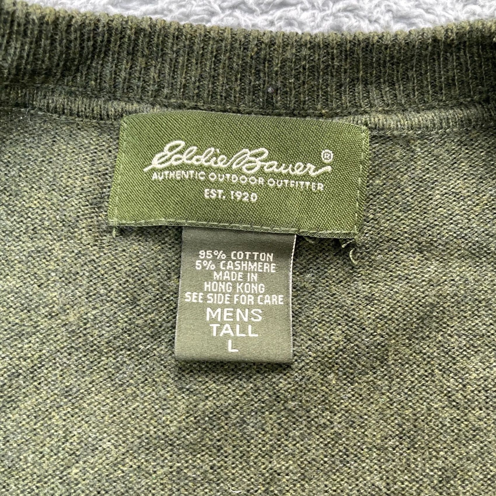 Eddie Bauer Eddie Bauer Sweater Mens LT Green Cashmere Blend Tight Knit V-Neck Pullover Knit Long Sleeve Casual Outdoor Preppy Size US L / EU 52-54 / 3 - 3 Thumbnail