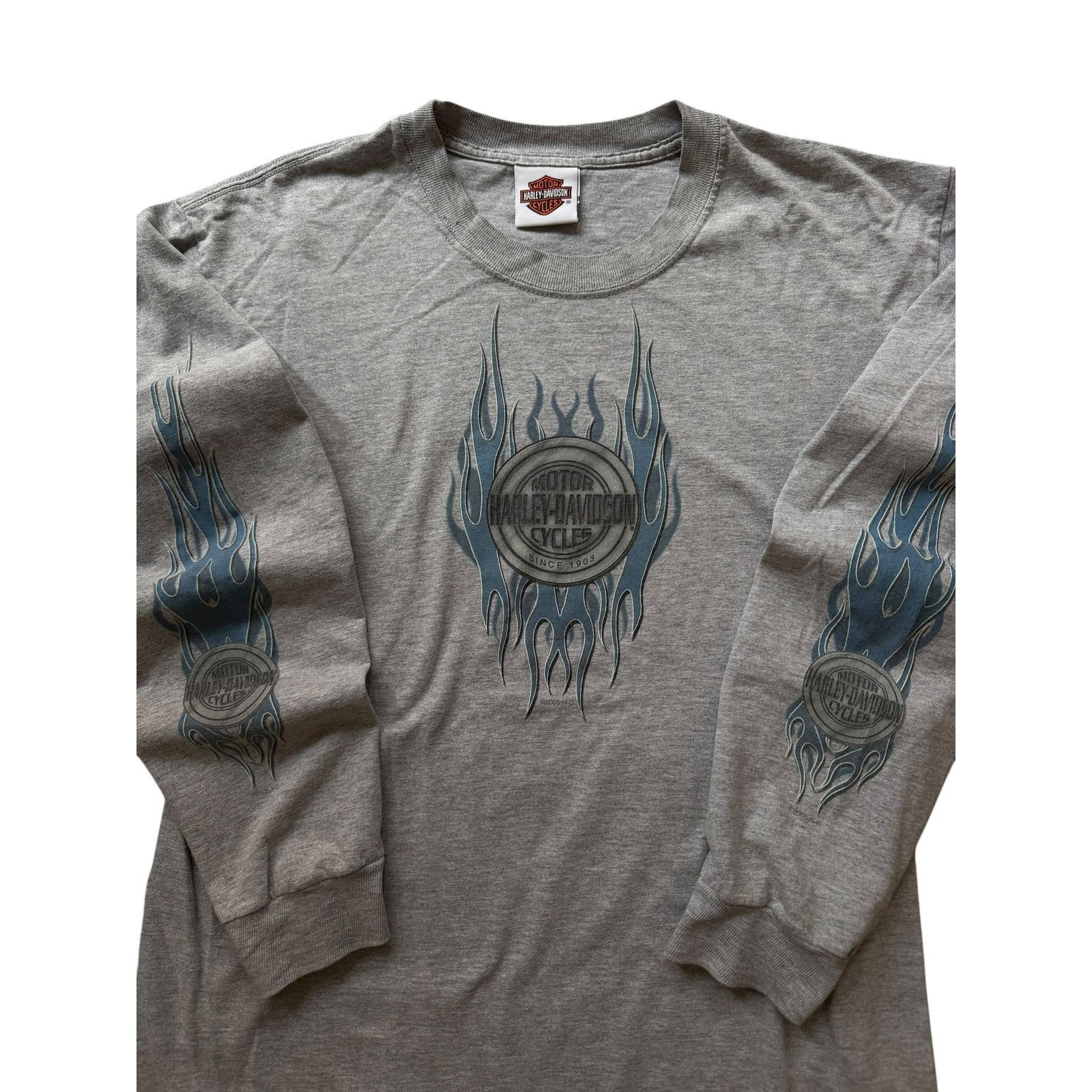 Harley Davidson Vintage Harley Davidson Light Blue Flame Long Sleeve Size US L / EU 52-54 / 3 - 3 Thumbnail