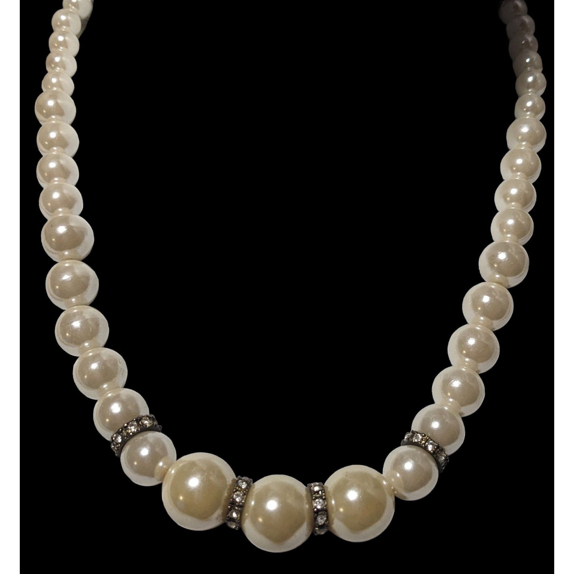 Other Graduated Faux Pearl Rhinestone Necklace Size ONE SIZE - 2 Thumbnail