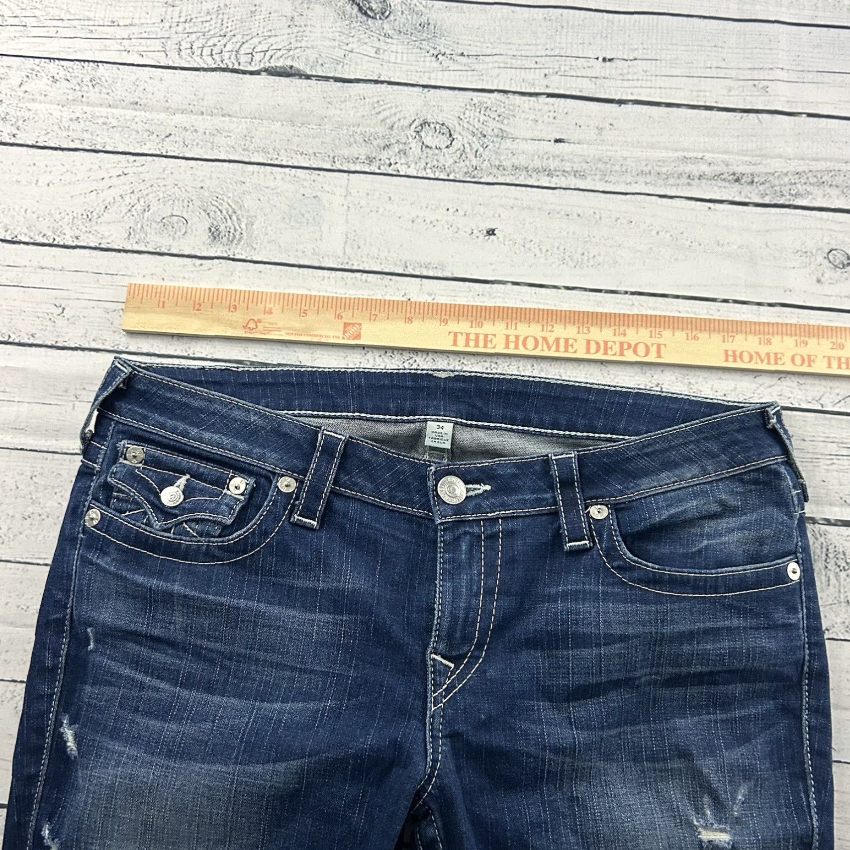True Religion VINTAGE True Religion Jeans Denim Blue 5-Pocket Distressed Skinny 34x32 Mens Size US 34 / EU 50 - 5 Thumbnail