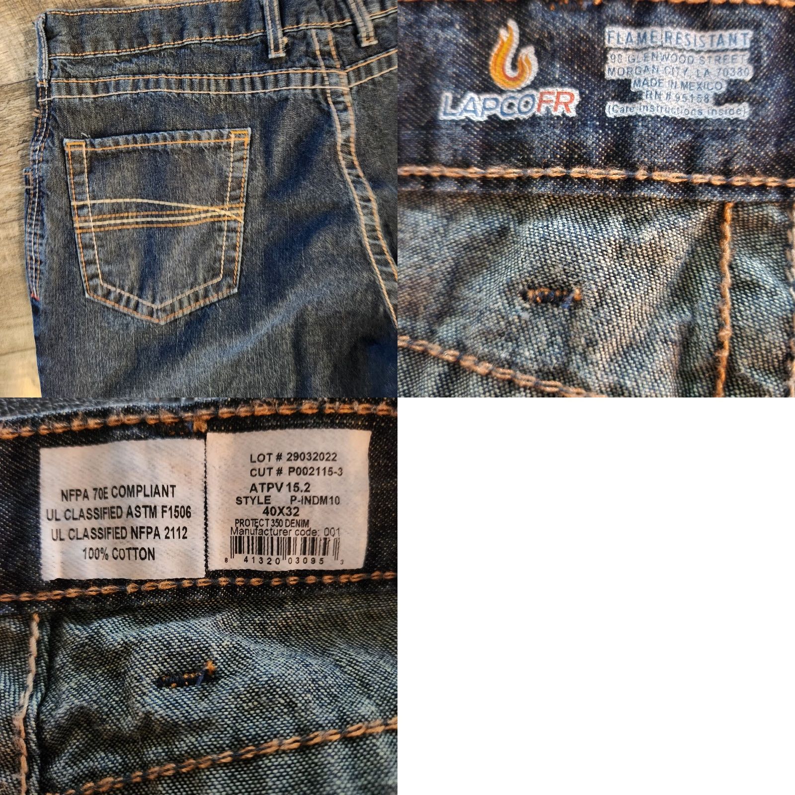 Vintage LAPCO FR Jeans Mens 40x32 Flame-Resistant Blue Style P-UNDM10 Thick Stitch Jeans Men 5-Pocket Straight Inseam 32 Casual Workwear Vintage: No Size US 40 / EU 56 - 9 Thumbnail