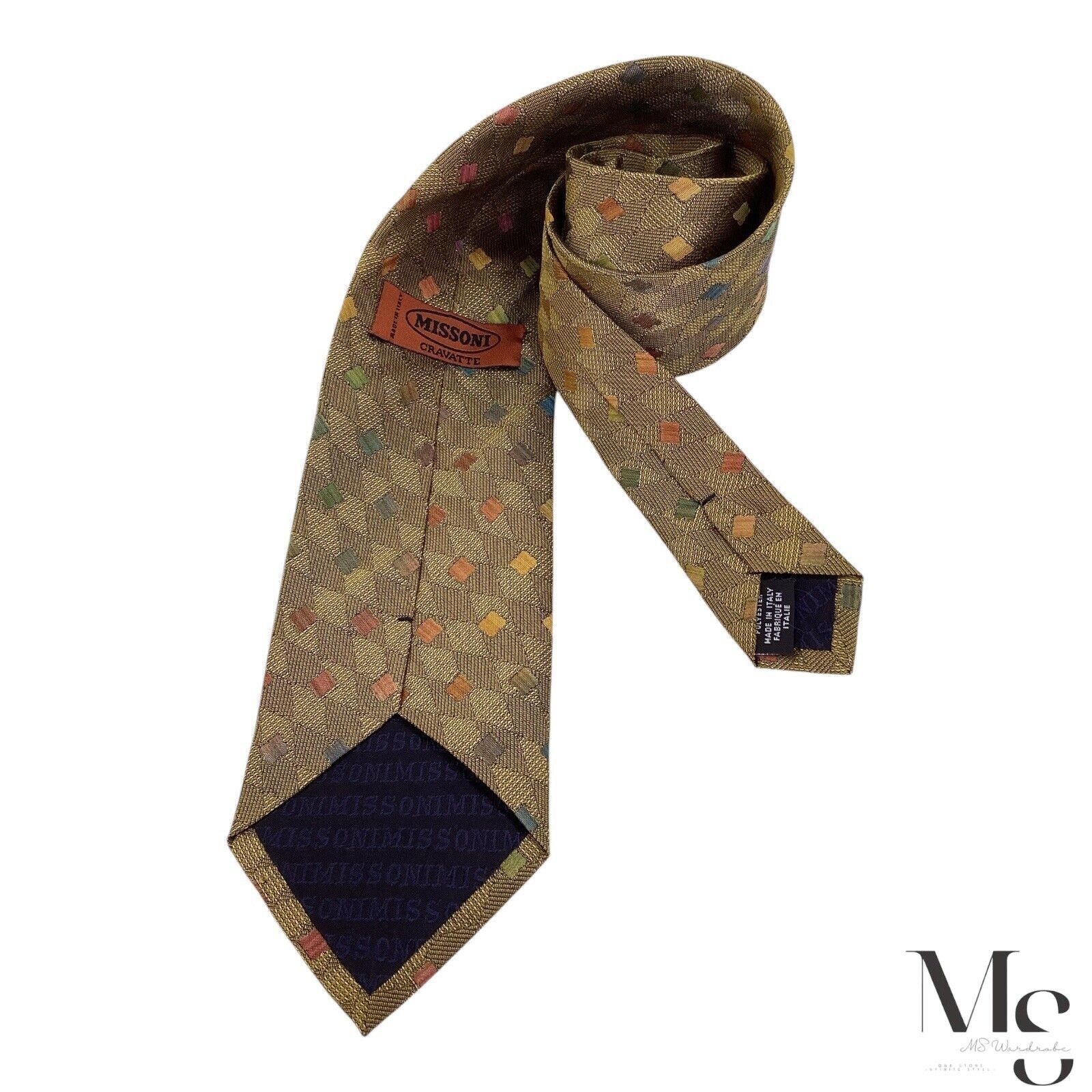 Missoni MISSONI Green Geometric Luxury Silk Tie Made In Italy W: 3.7 Size ONE SIZE - 2 Thumbnail