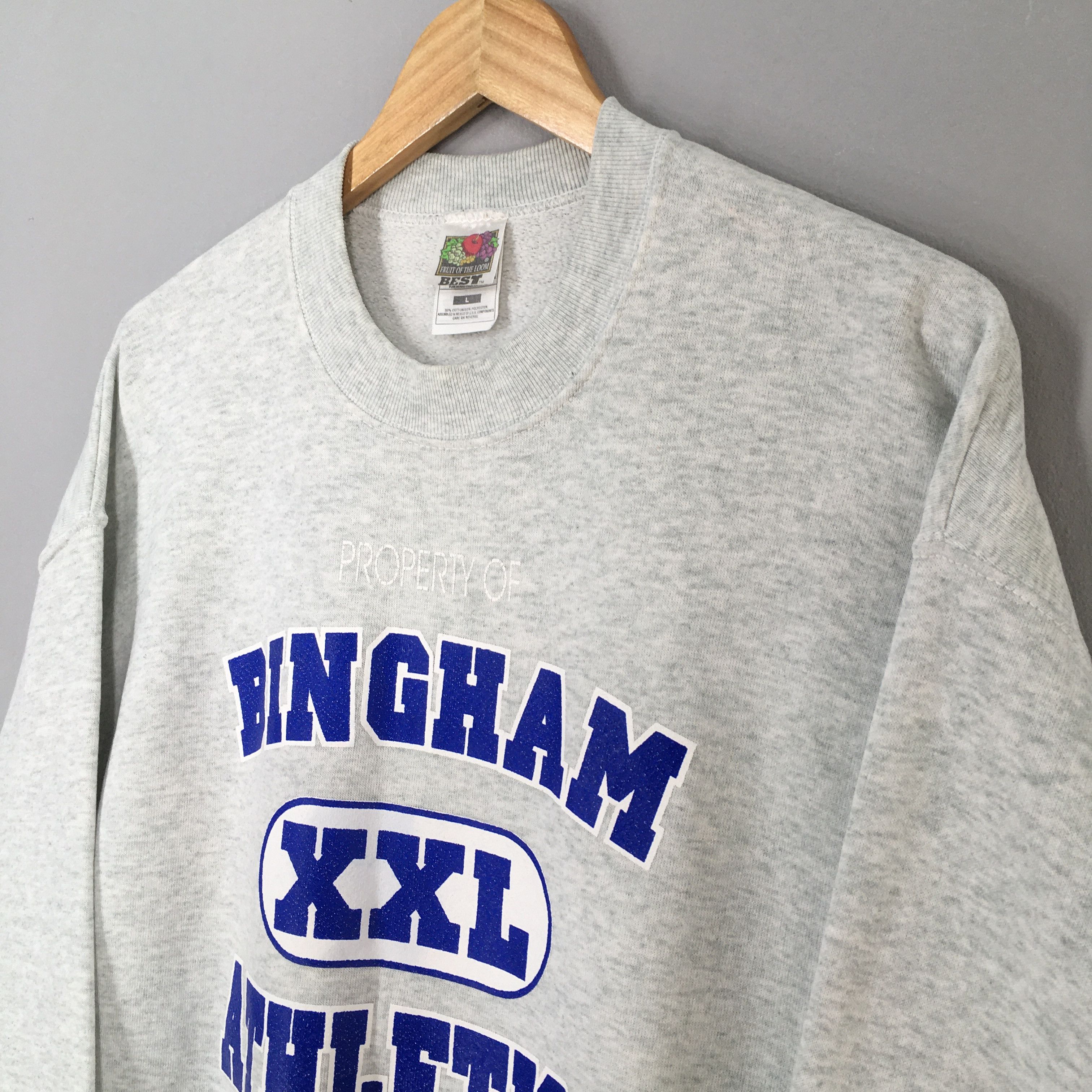 Fruit Of The Loom × Vintage Vintage 90s Bingham Athletics Gray Sweatshirt Large Size US L / EU 52-54 / 3 - 5 Thumbnail