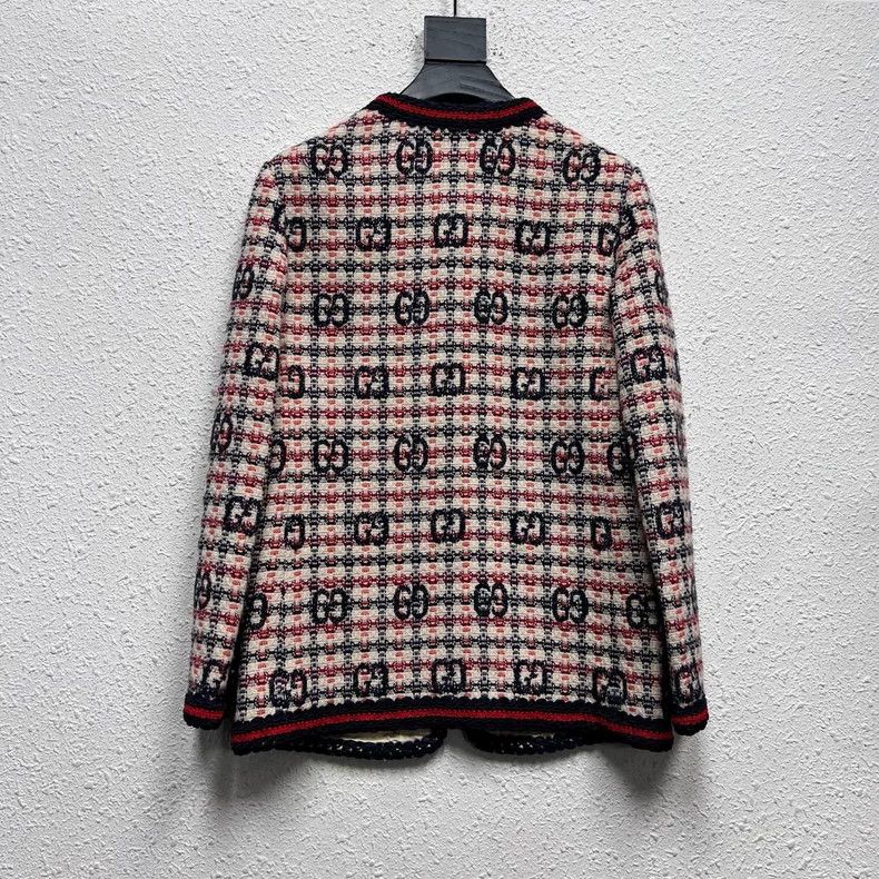 Gucci Gucci Size 38 Logo pattern jacquard V-neck small fragrance Size US XS / EU 42 / 0 - 2 Thumbnail