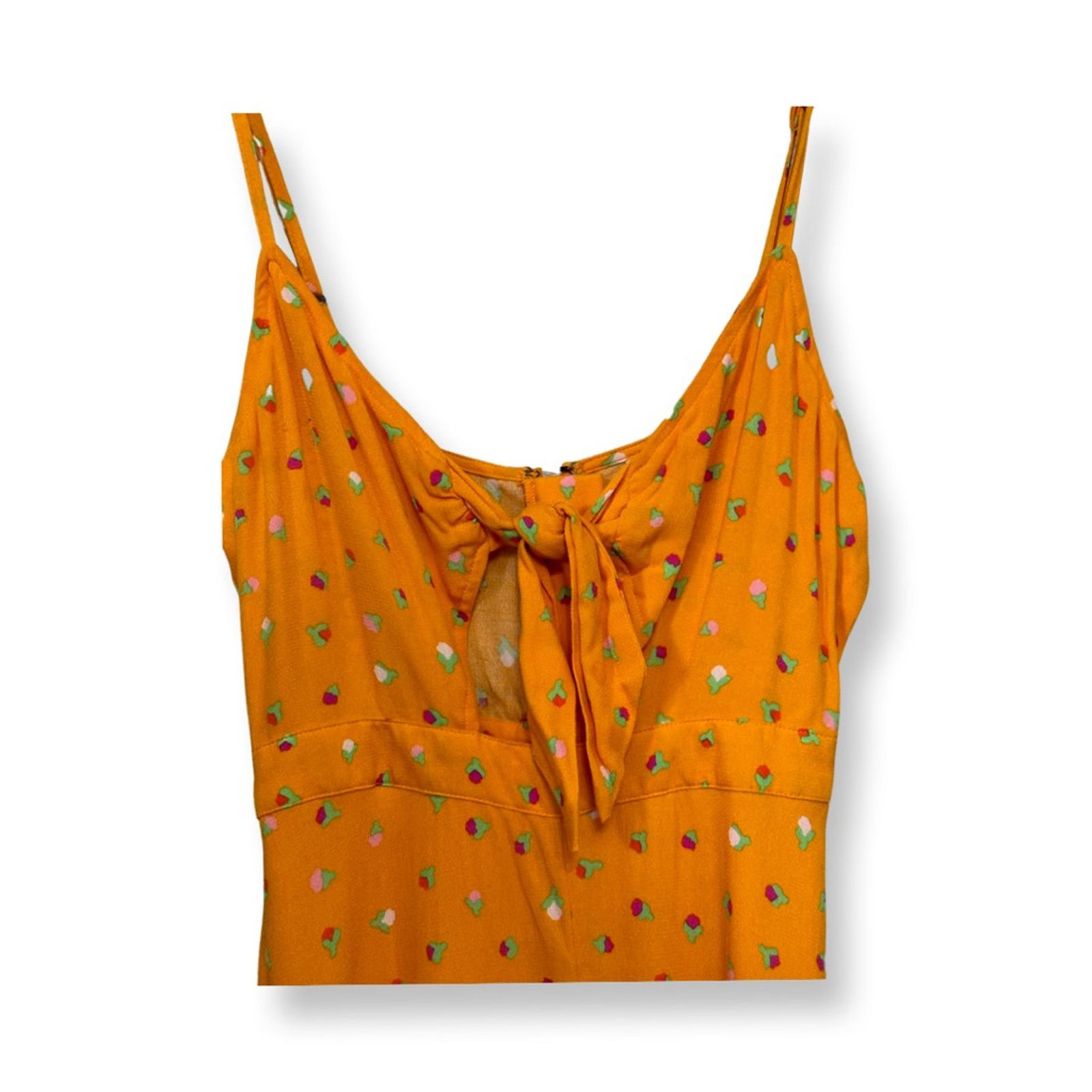 Other BP Orange Floral Midi Sundress Spaghetti Strap Tie XXS NWOT Size XXS / US 00 / IT 34 - 3 Thumbnail