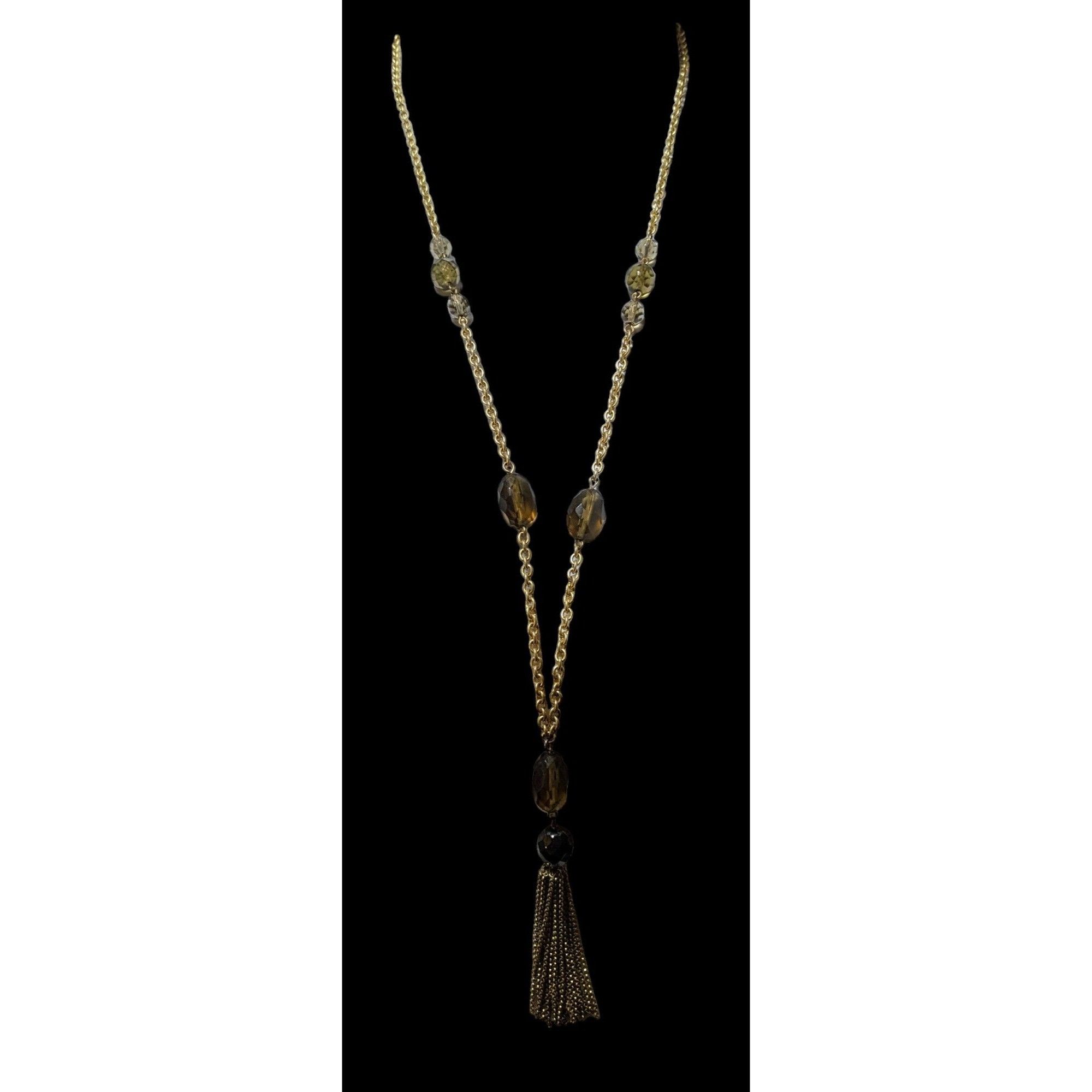 Other Glass Beaded Gold Chain Tassel Necklace Size ONE SIZE - 1 Thumbnail