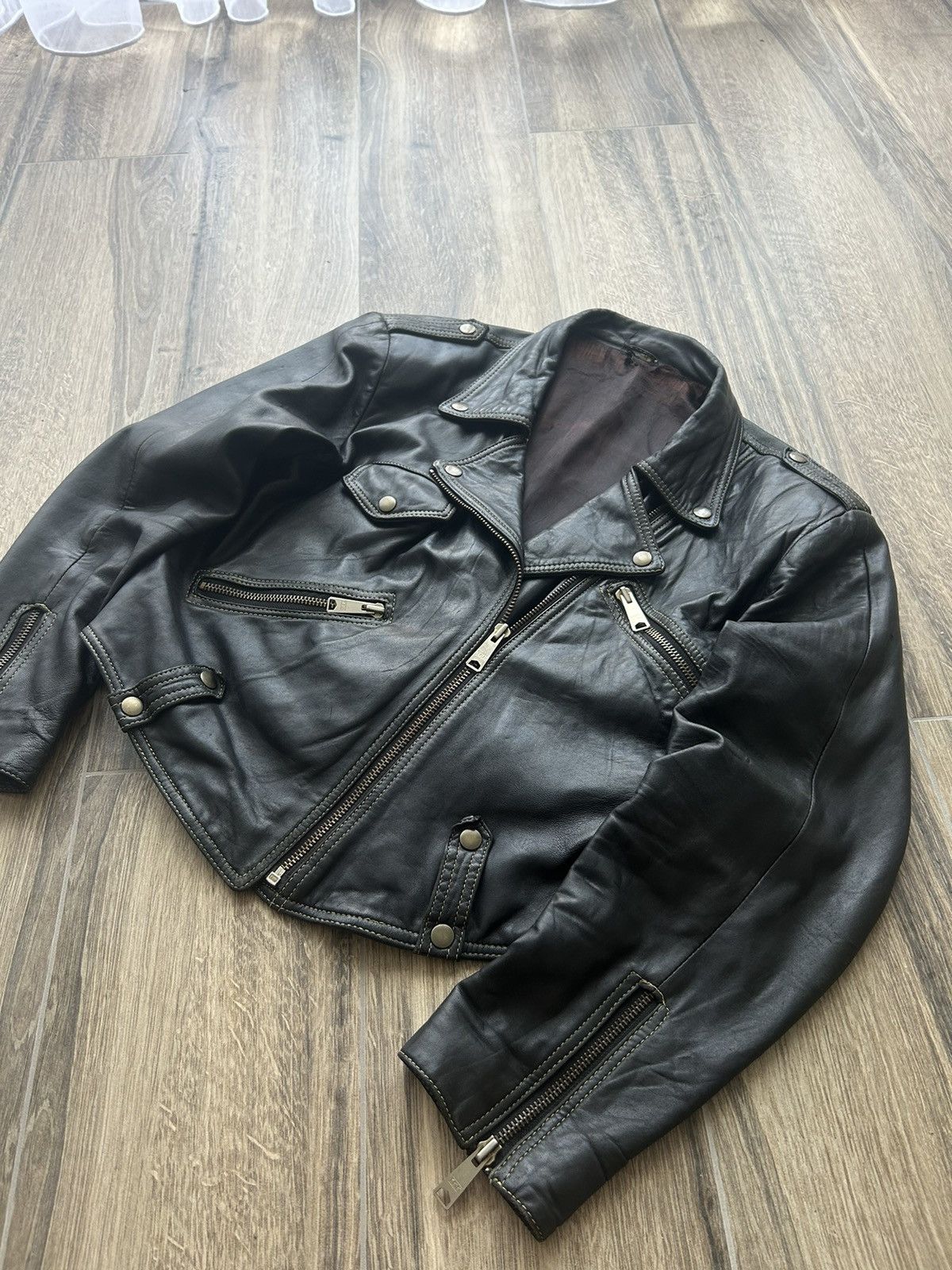 Other Vintage Biker Leather jacket mens rare y2k Size US M / EU 48-50 / 2 - 2 Thumbnail
