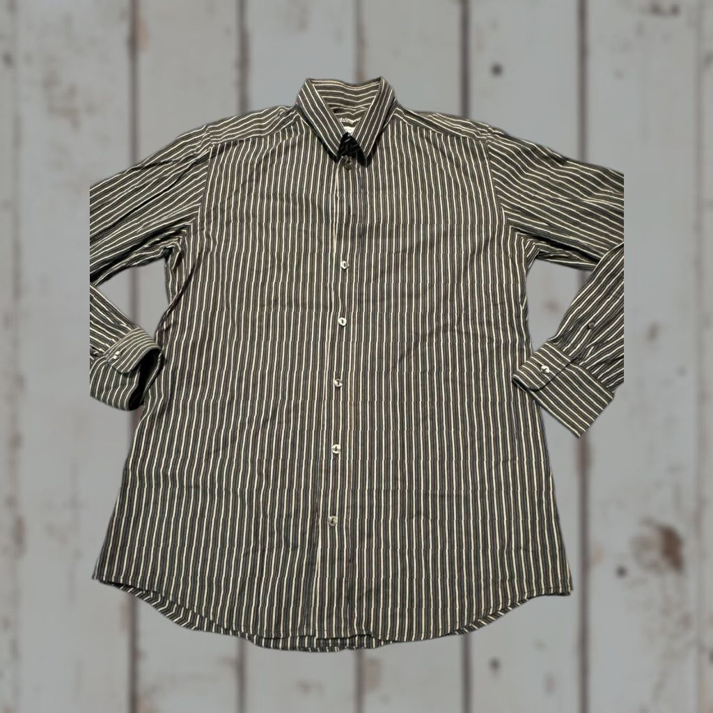 Dolce&Gabbana Dress Shirt Slim Fit 16.5 42 Black Pinstripe Men’s Italy Button-Down