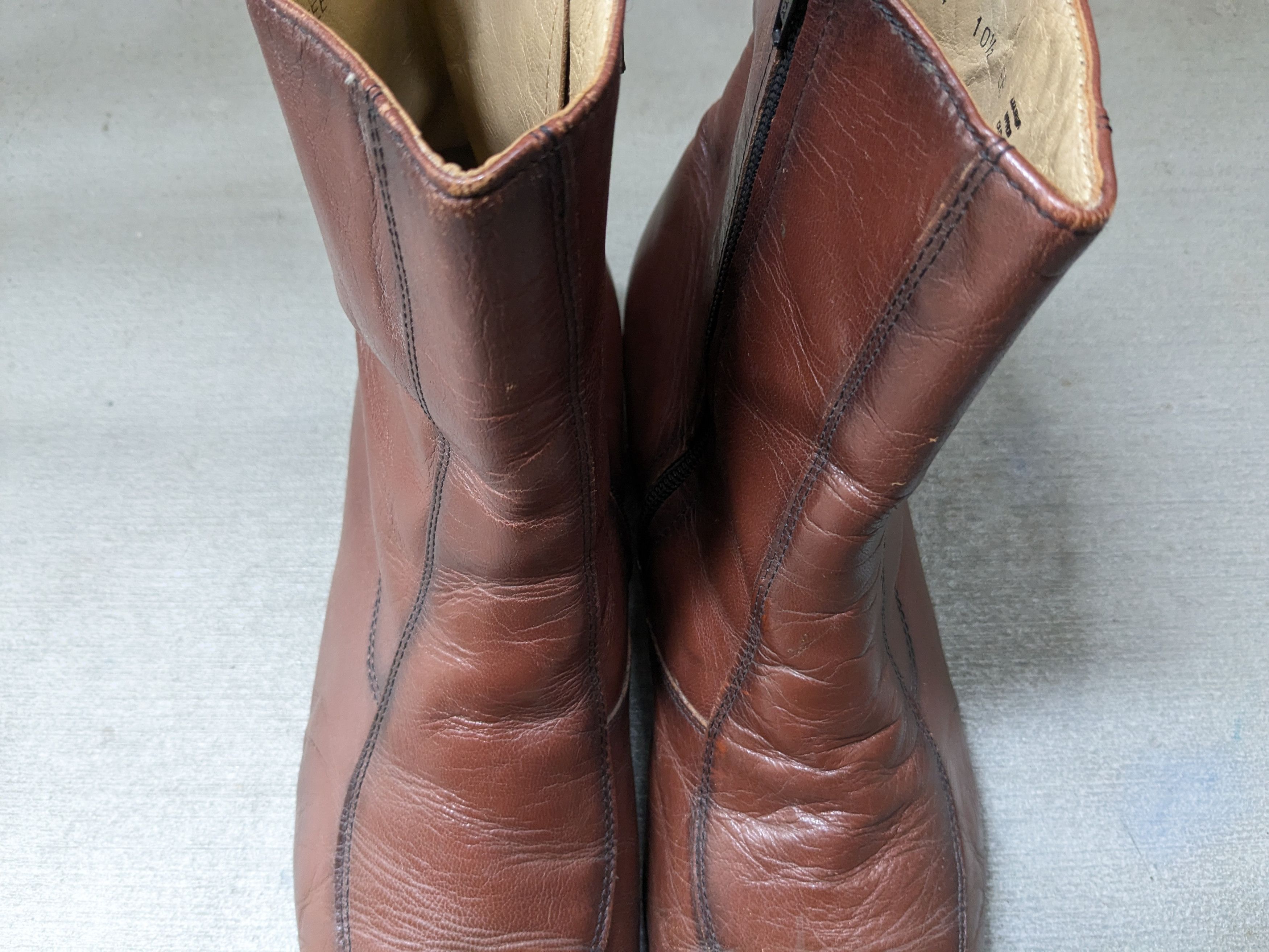 Genuine Leather Vintage Side Zip Boots Brown Leather 10.5 EEE Wide Chelsea Size US 10.5 / EU 43-44 - 5 Thumbnail