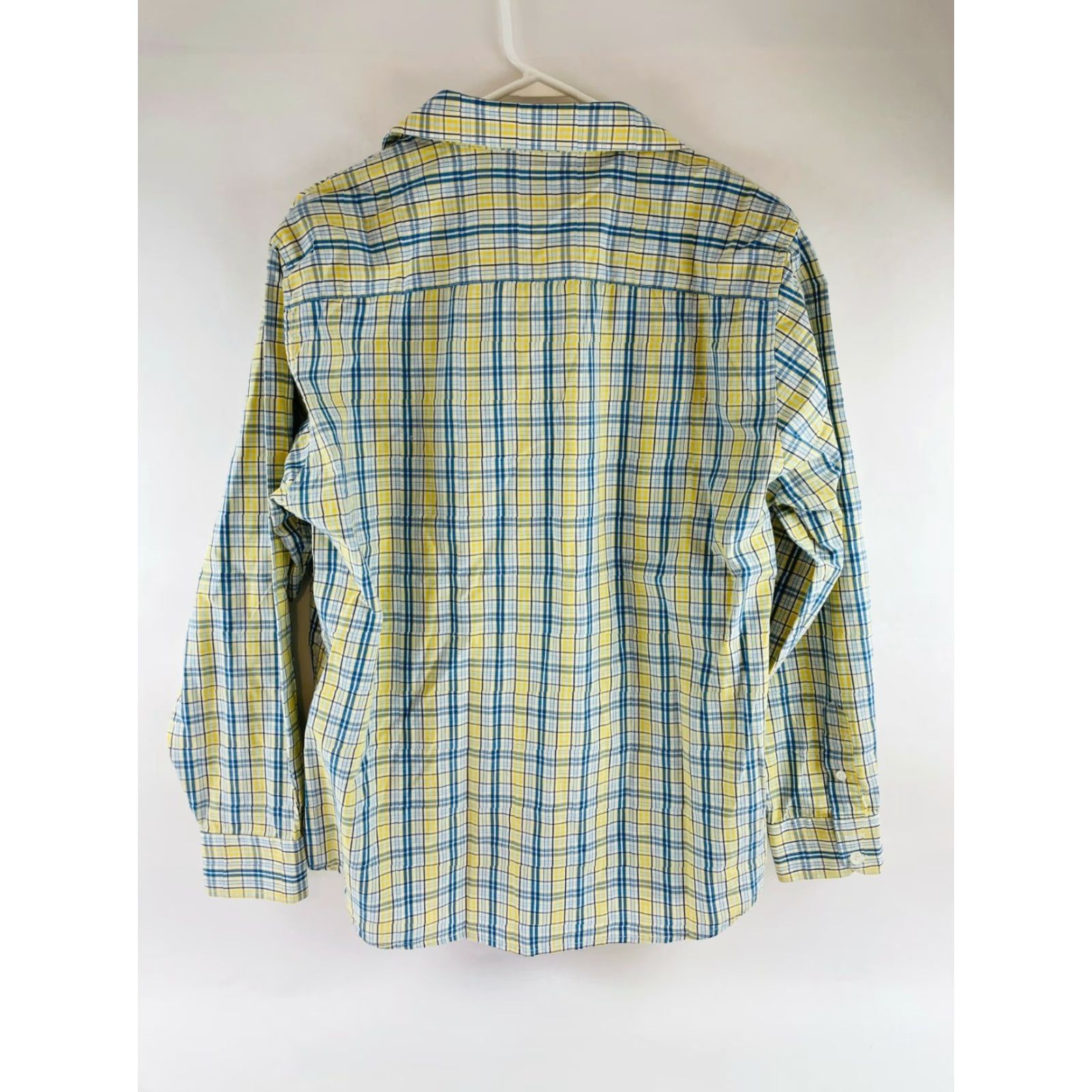 BKE BKE Shirt Men's Large Yellow Blue Check Long Sleeve Button Up Regular Fit Size US L / EU 52-54 / 3 - 2 Thumbnail