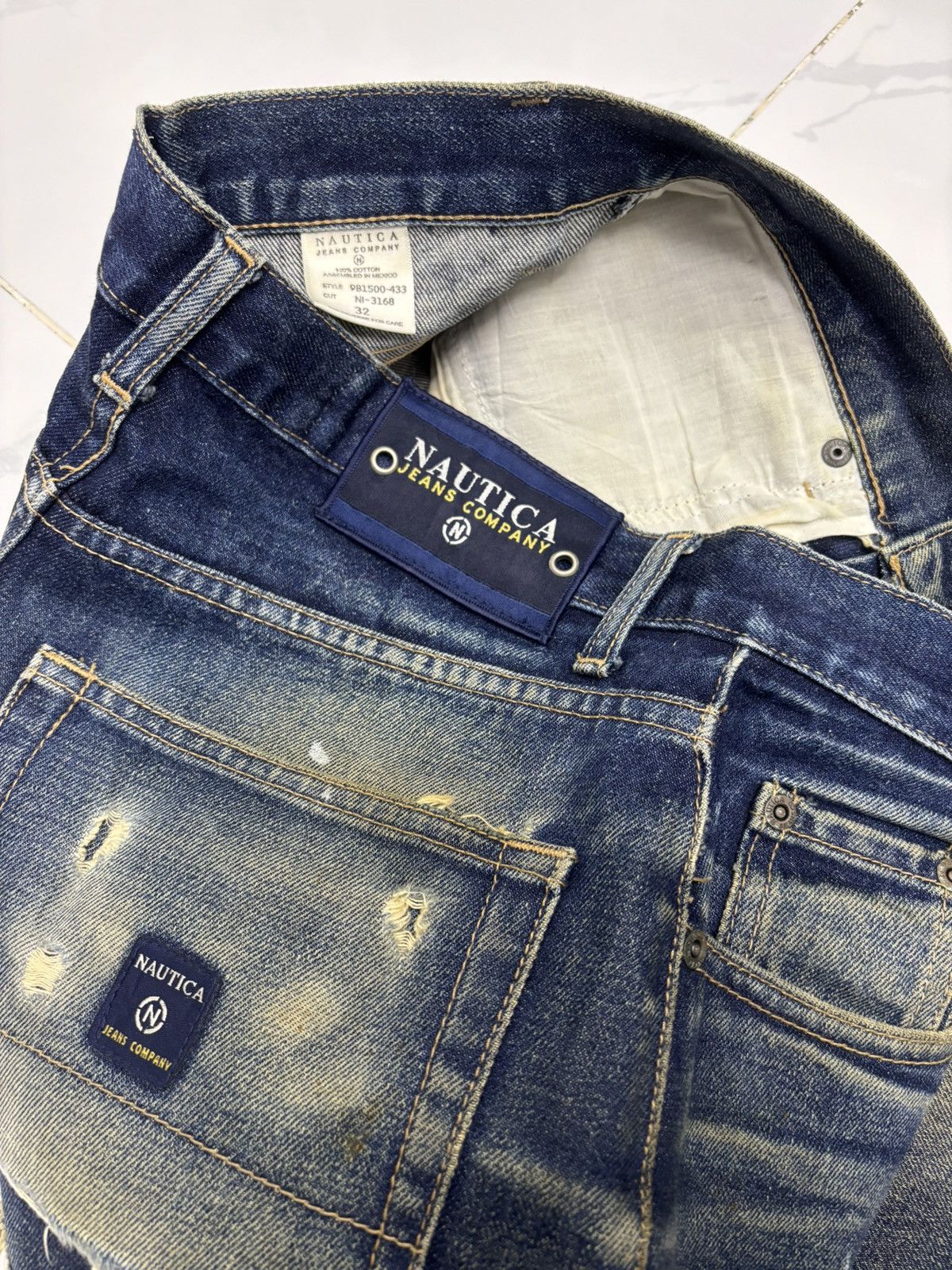 JNCO × Kapital × Vintage BAGGY THRASHED DISTRESS Wide Baggy Jeans NAUTICA JNCO Style Size US 30 / EU 46 - 11 Thumbnail