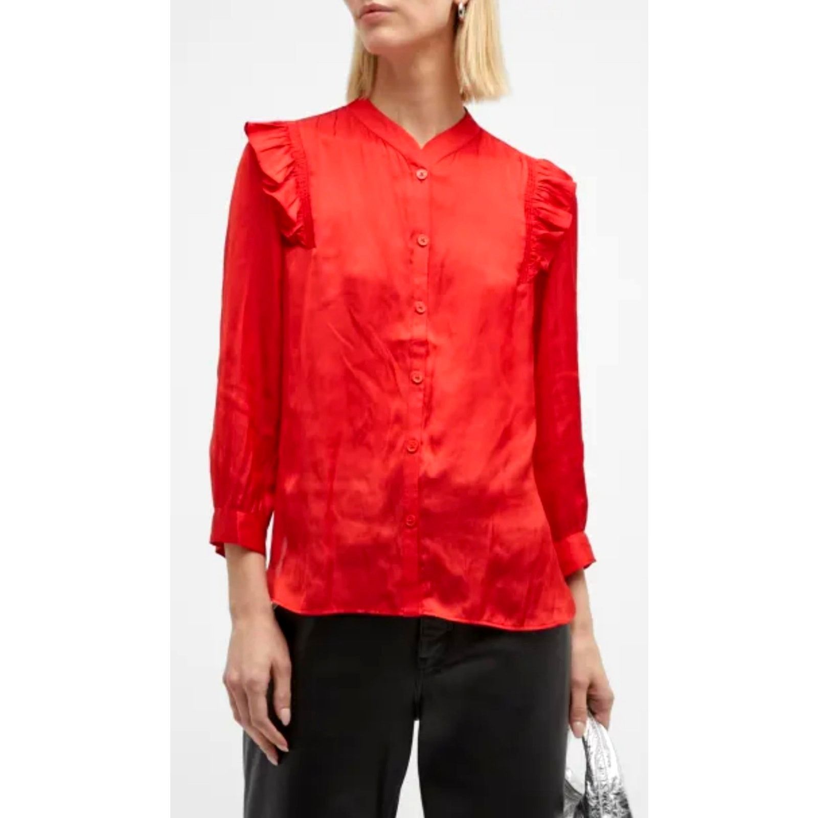 Zadig & Voltaire Zadig & Voltaire Tygg Satin Button Front Blouse Red M Size M / US 6-8 / IT 42-44 - 6 Thumbnail