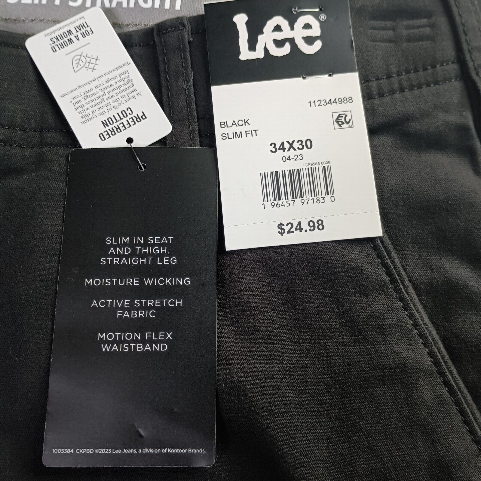 Lee Lee Chino Motion Flex Waistband Pants Men's 34x30 Black Slim Size US 34 / EU 50 - 4 Thumbnail