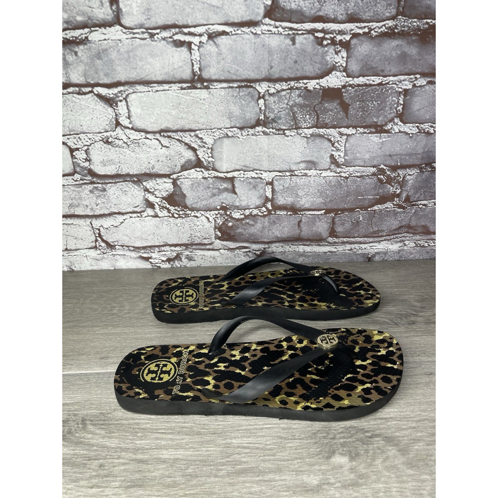 Tory Burch Tory Burch Animal Leopard Cheetah Print Black FlipFlops Sand Size US 9 / IT 39 - 2 Thumbnail