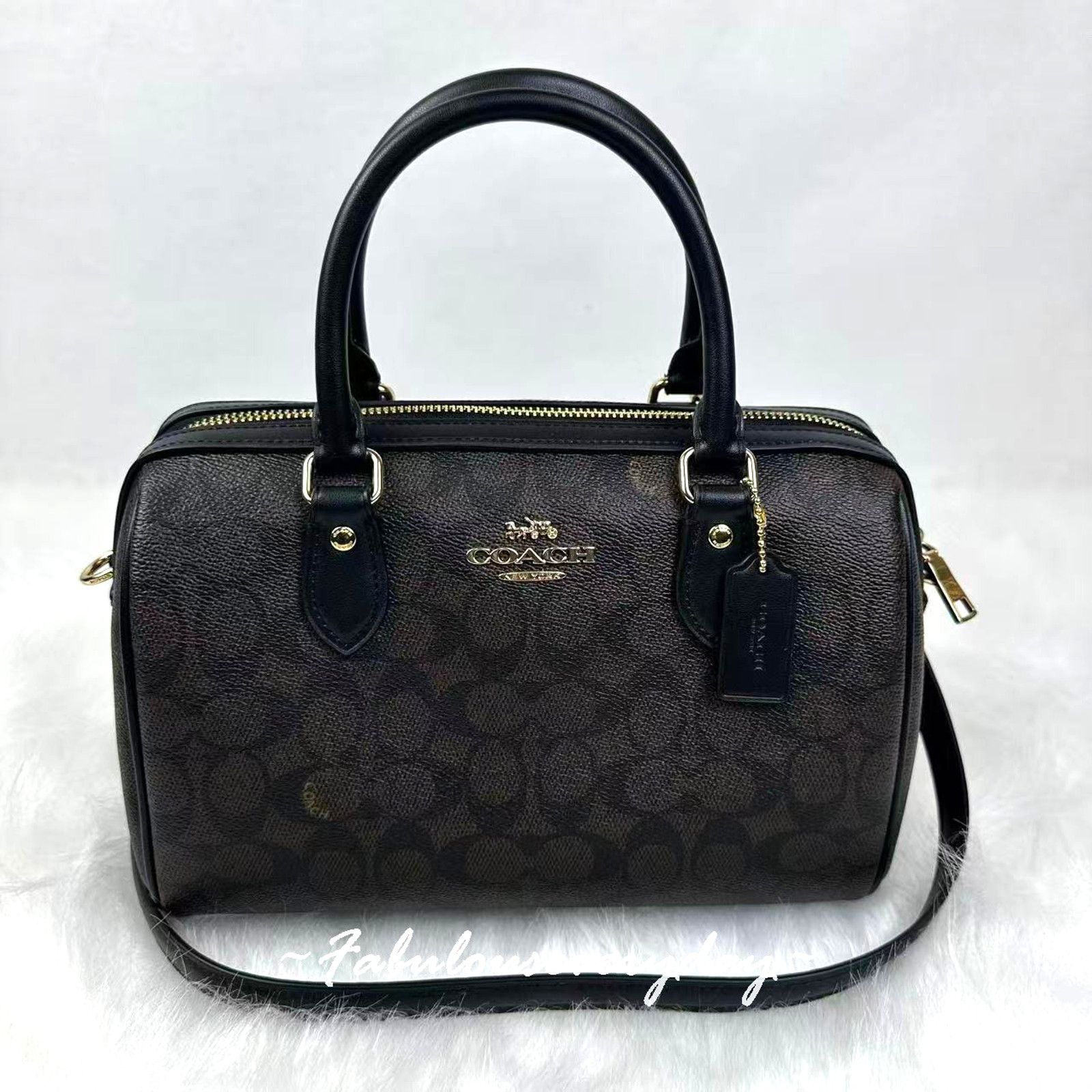 Coach Coach Rowan Satchel Crossbody Sig Canvas/Gold/Walnut/Black Size ONE SIZE - 1 Thumbnail
