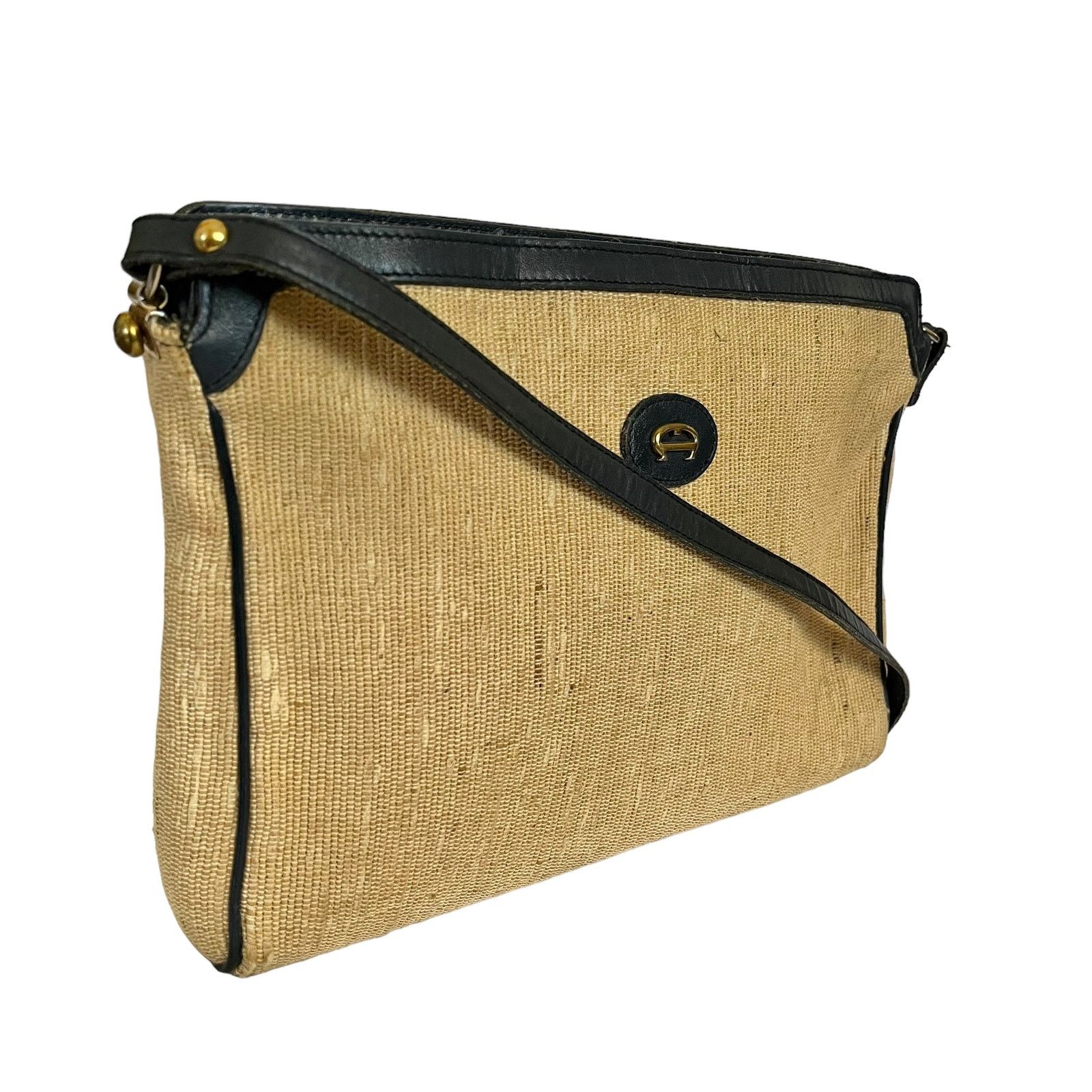 Etienne Aigner × Vintage Etienne Aigner Woven Straw Navy Blue Leather Shoulder Bag Size ONE SIZE - 8 Thumbnail