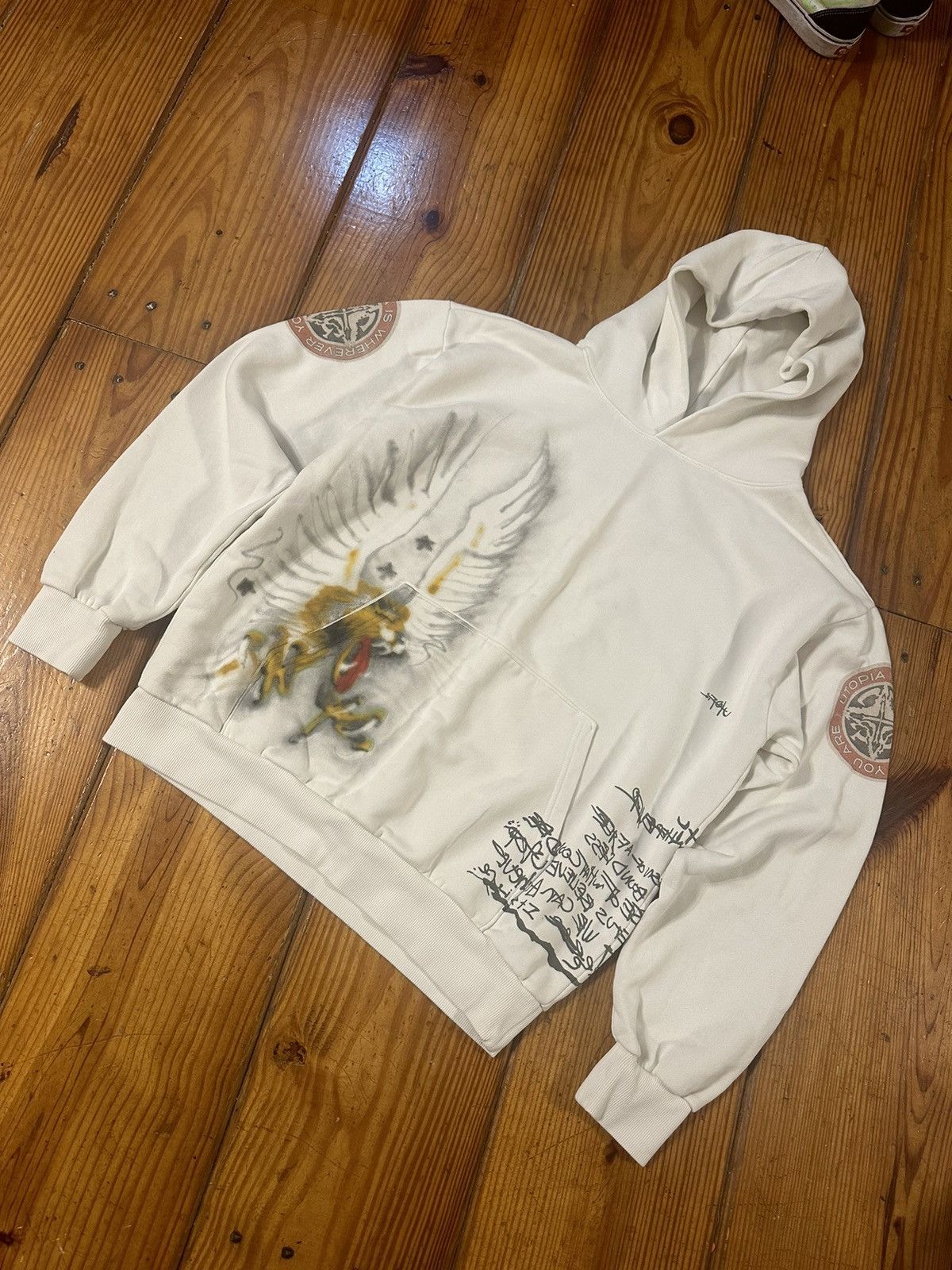 image of Band Tees x Tour Tee Utopia Tour Circus Maximus Hoodie in White, Men's (Size Large)