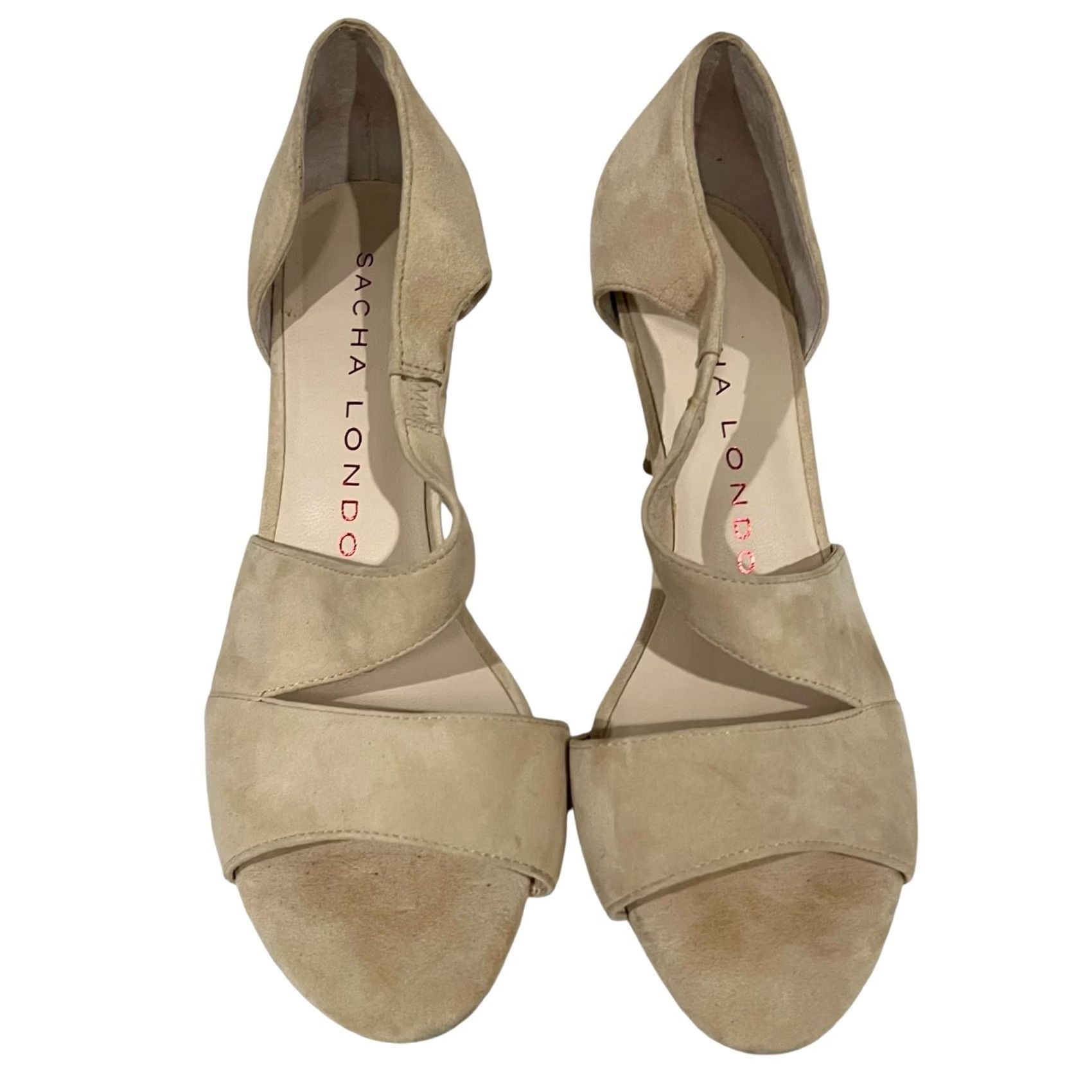 Vintage Sacha London Womens Heels Beige Suede Leather D’Orsay Open Toe Fanny Slip On 8.5 Size US 9 / IT 39 - 3 Thumbnail