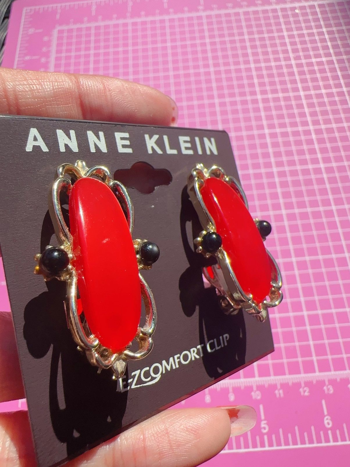 Anne Klein Anne Klein comfort clip on earrings silver tone red Size ONE SIZE - 3 Thumbnail