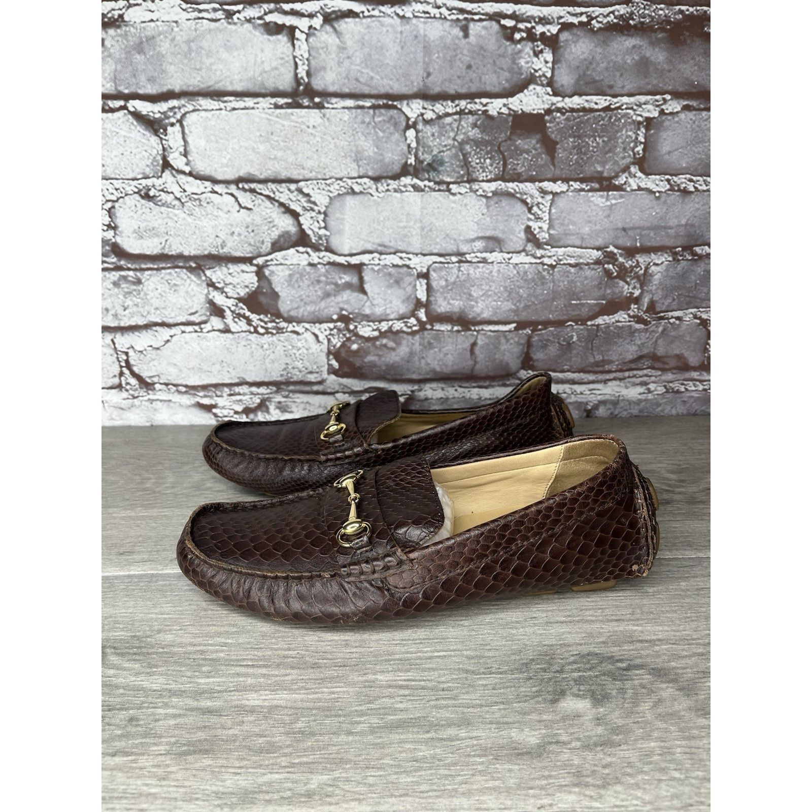 Cole Haan COLE HAAN Dark Mocha Brown Leather Python Print Shelby Flats Size US 7.5 / IT 37.5 - 16 Thumbnail