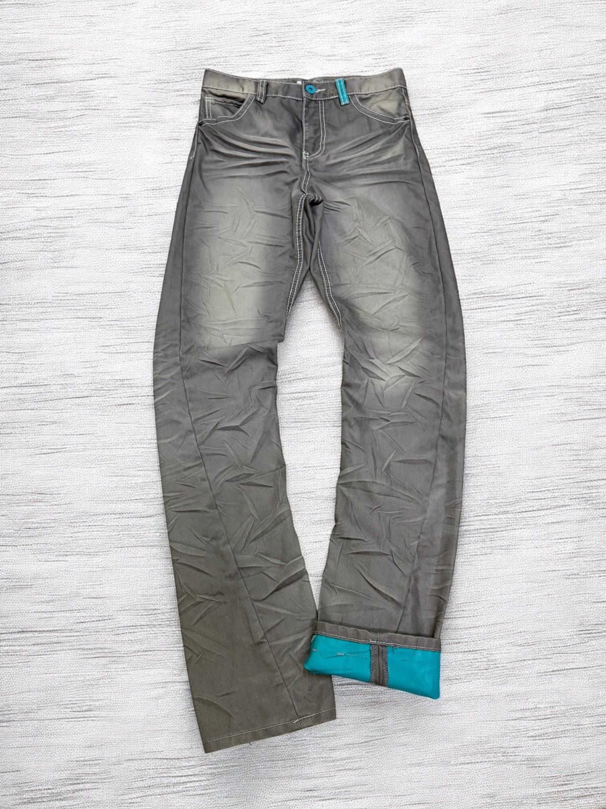 If Six Was Nine Lab Industries Wrinkled Effect Grey Pants Y2K Style Size US 28 / EU 44 - 1 Thumbnail