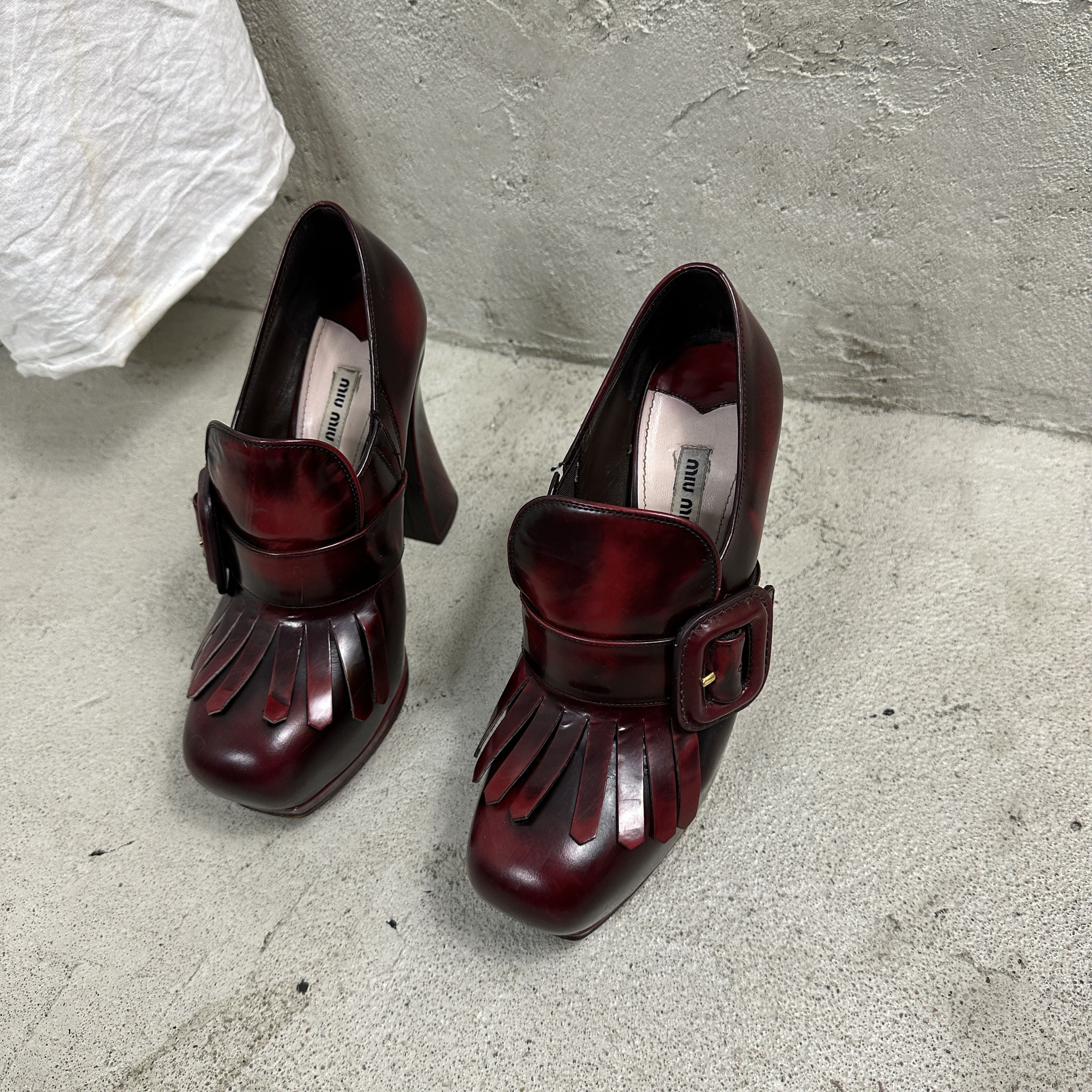 Miu Miu × Vintage Vintage Miu Miu Elevated Platform Loafers Leather Shoes Size US 9 / IT 39 - 6 Thumbnail