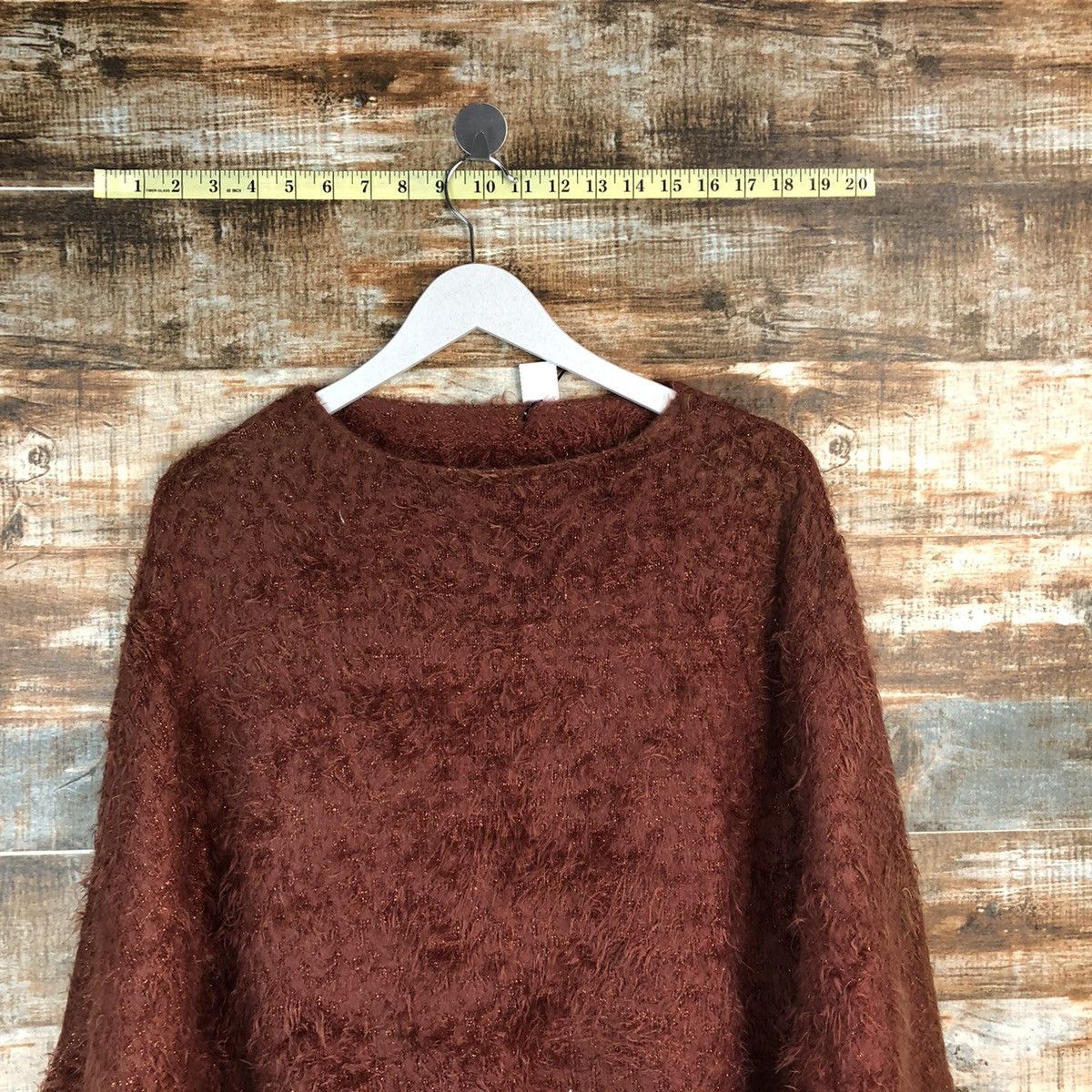Homespun Knitwear × Japanese Brand Pimky Brown Cloaks fur mohair shaggy Knitwear #A1724 Size US M / EU 48-50 / 2 - 5 Thumbnail