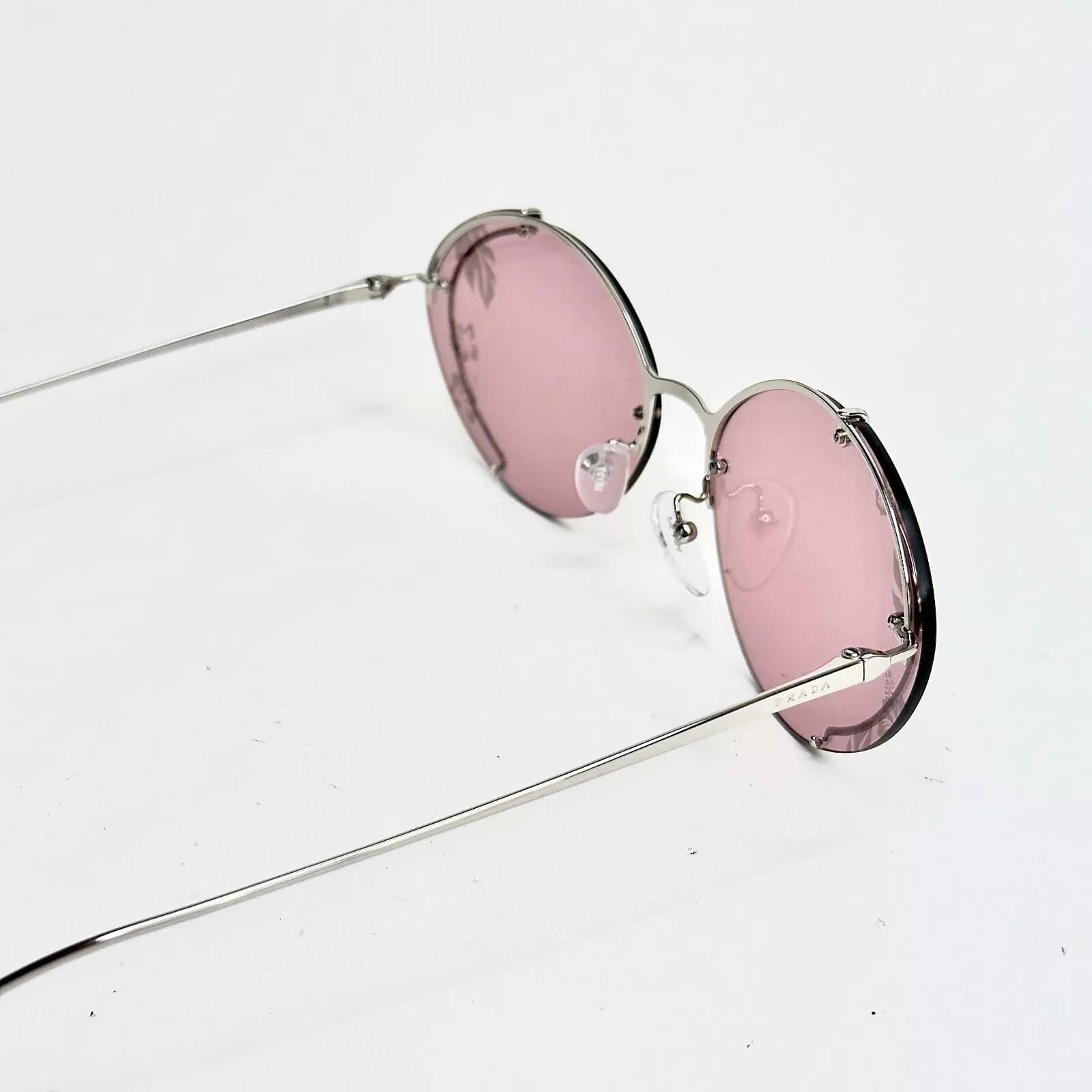Prada PRADA Oval Metal Sunglasses 60U Silver Pink Mirror PR60US Size ONE SIZE - 4 Thumbnail