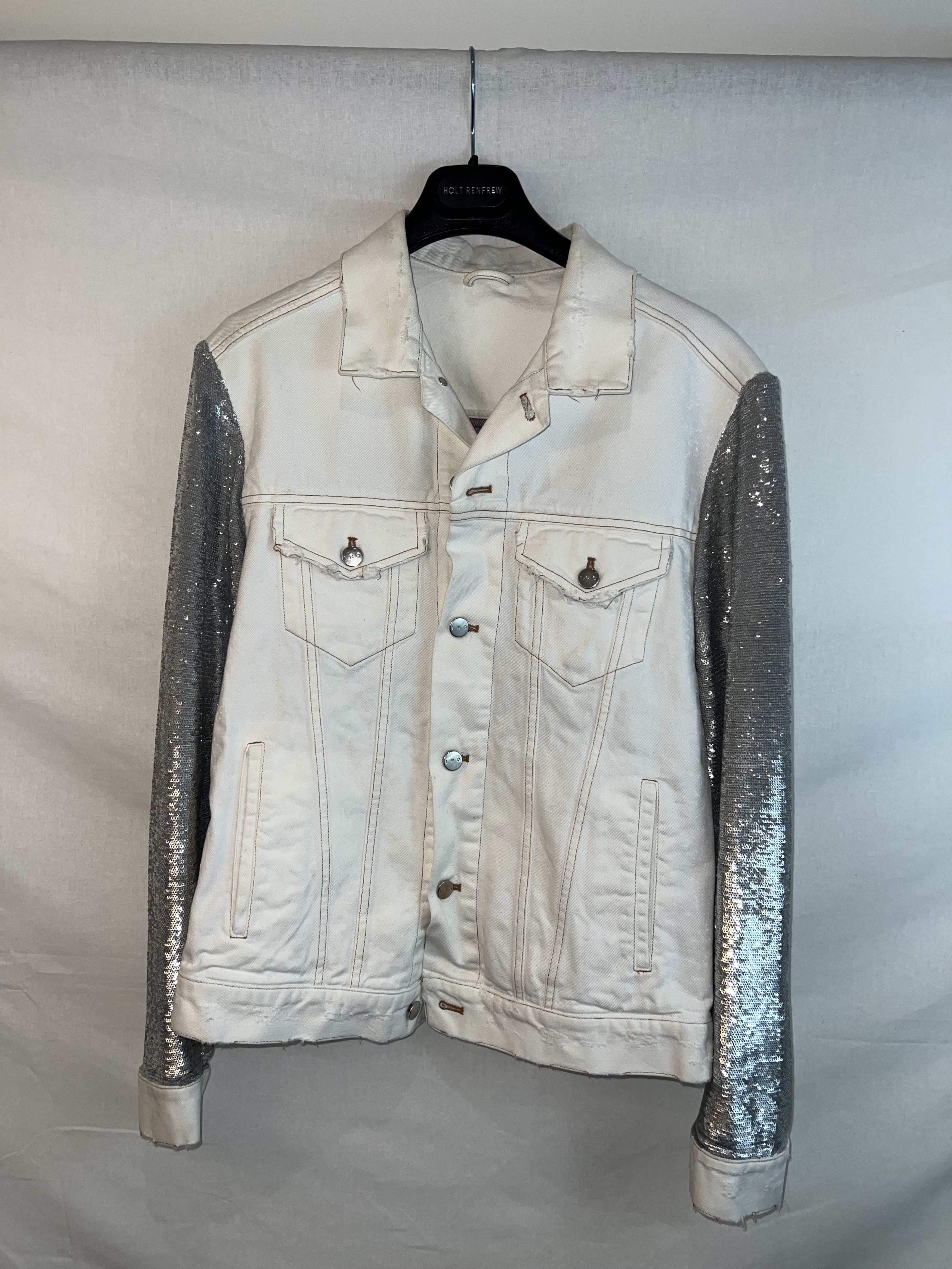IRO Paris Nanopo Silver Sequinned Jean Jacket FR38 80% OFF
