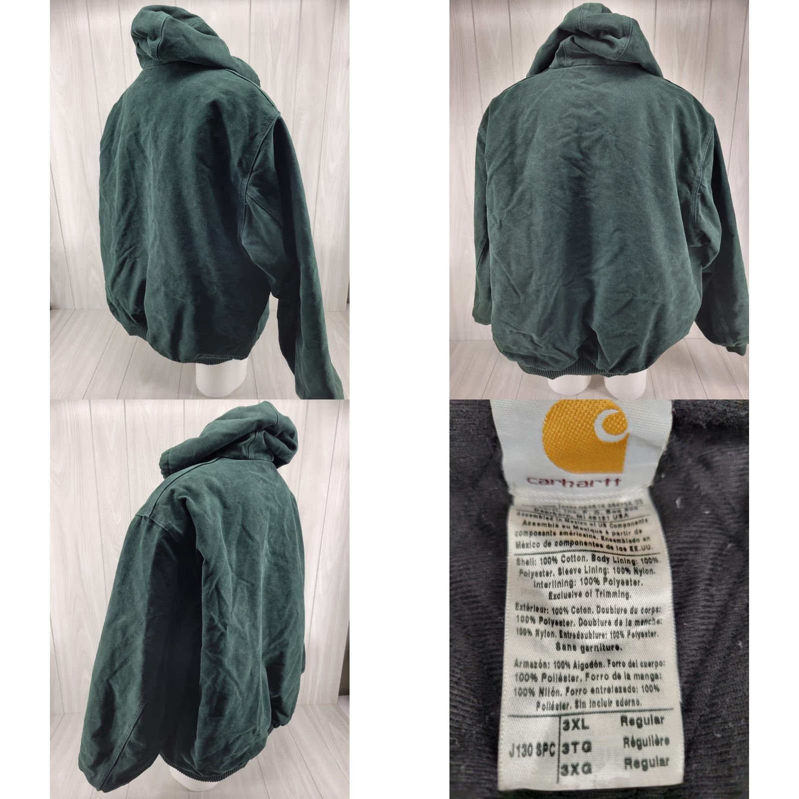 Carhartt Carhartt J130 SPC Green Hooded Duck Canvas 3XL Zip Quilt Lined Jacket Coat Size US XXL / EU 58 / 5 - 8 Thumbnail