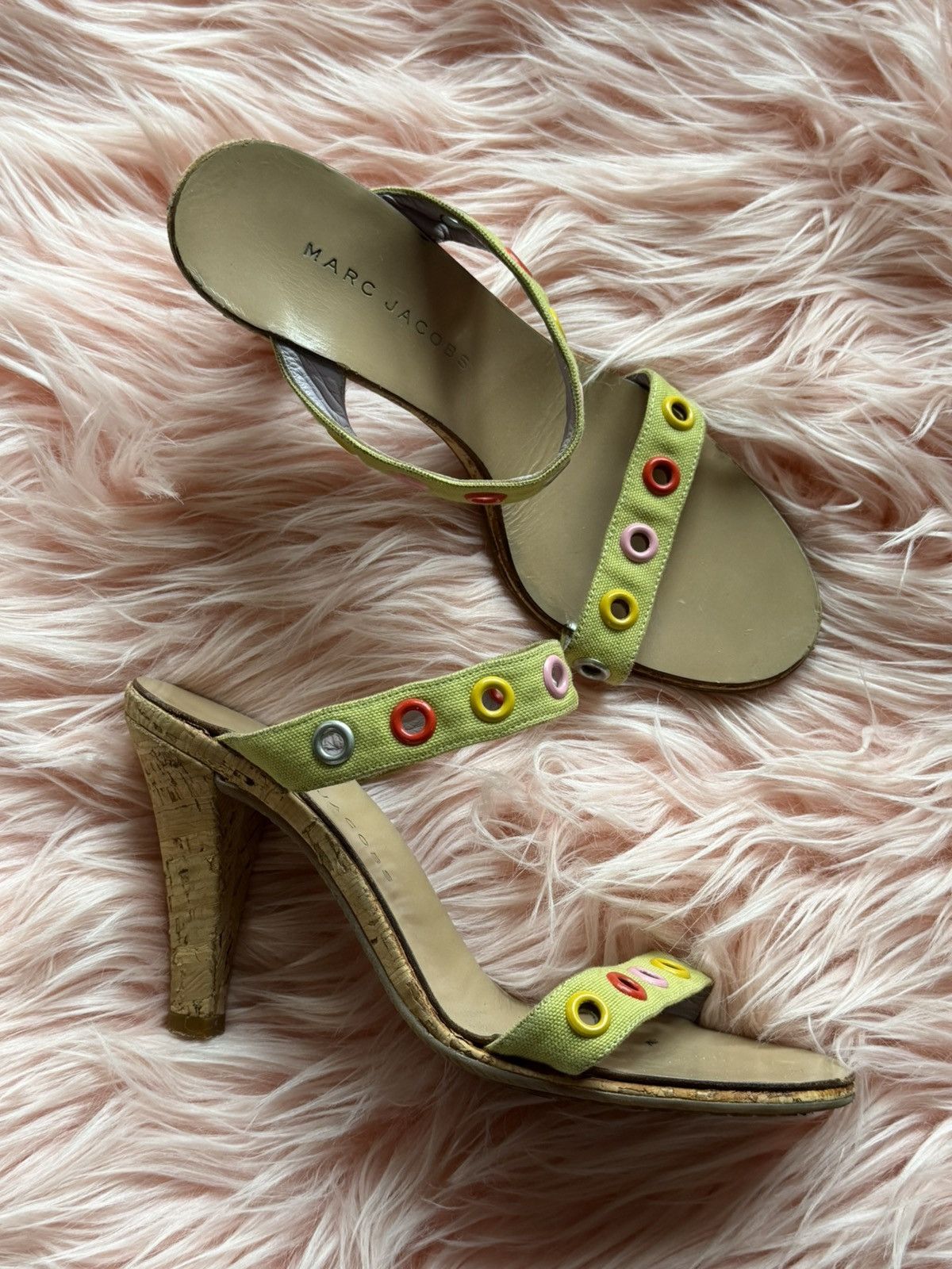Marc Jacobs Vintage Marc Jacobs Lime Green Spring/ Summer Cork Heel Pump Size US 6.5 / IT 36.5 - 1 Thumbnail