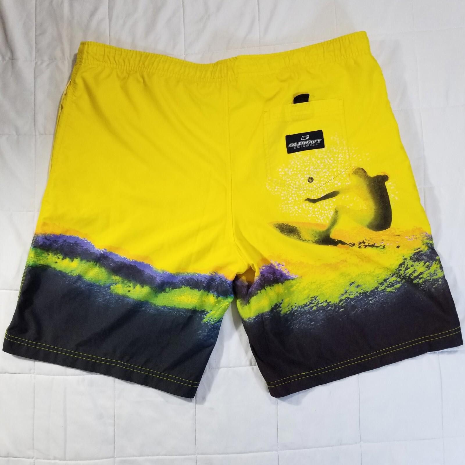 Old Navy Old School Navy Yellow Surfer Swim Shorts Large Size US 34 / EU 50 - 2 Thumbnail