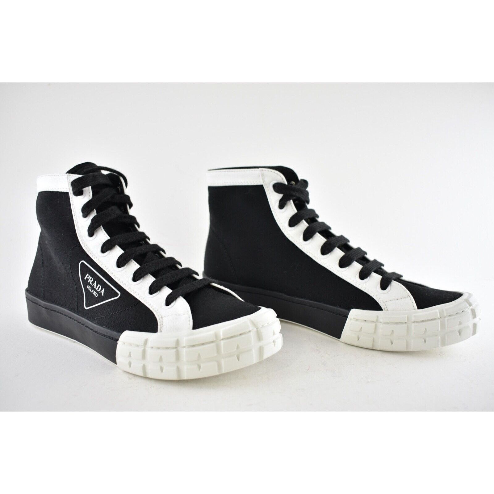 Prada Prada Mens Wheel Black White Logo Flat Size US 8 / EU 41 - 4 Thumbnail