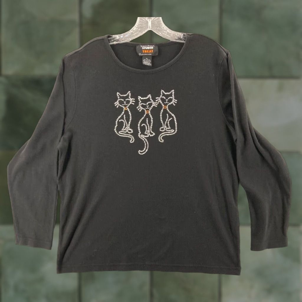 Vintage Studio Treat Shirt Womens XL Cats Embellished Size XL / US 12-14 / IT 48-50 - 1 Thumbnail