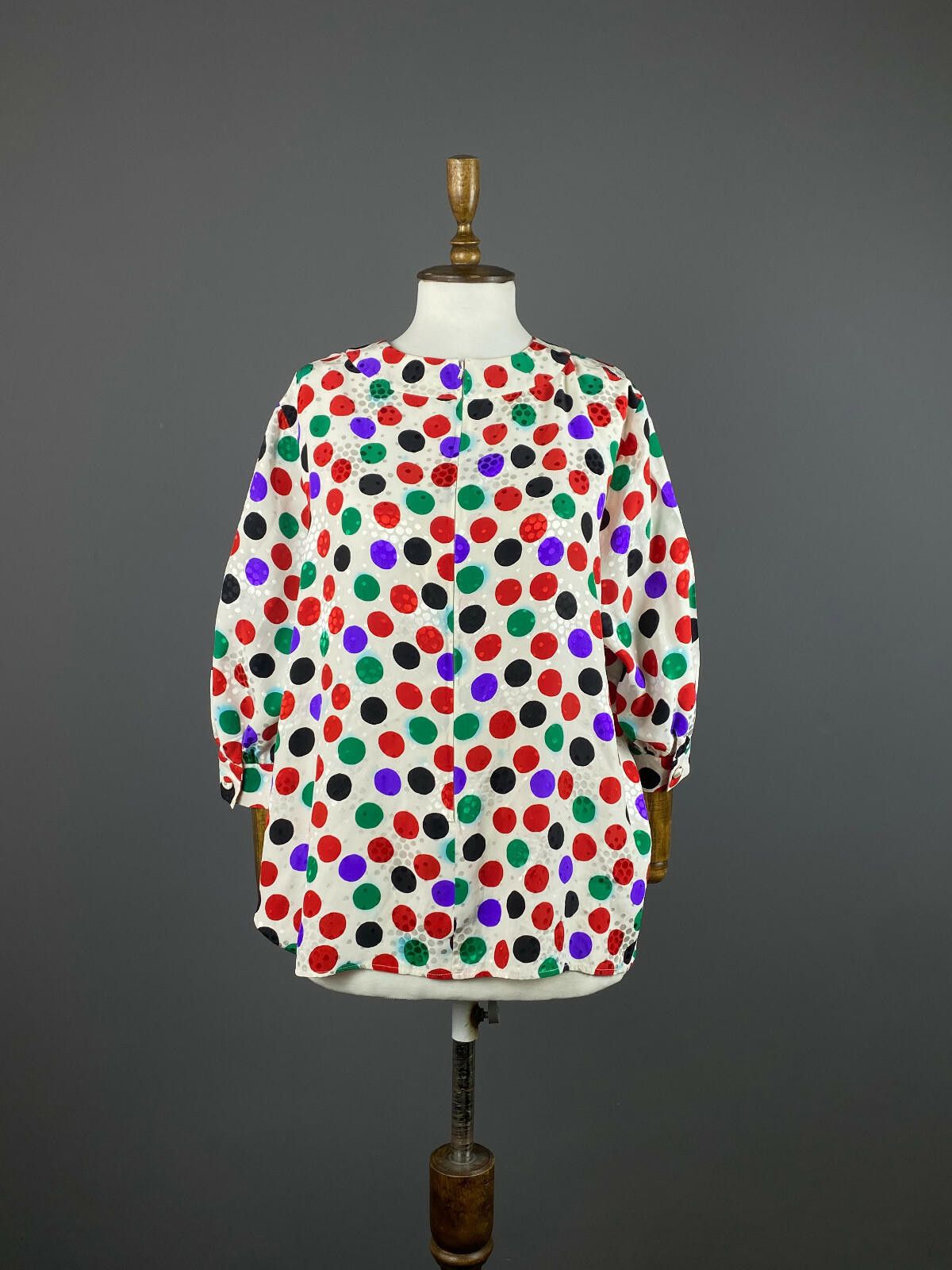 Designer Ladies Roberto Quaglia Multicolor Dotted Zip Blouse Shirt Size M / US 6-8 / IT 42-44 - 1 Thumbnail