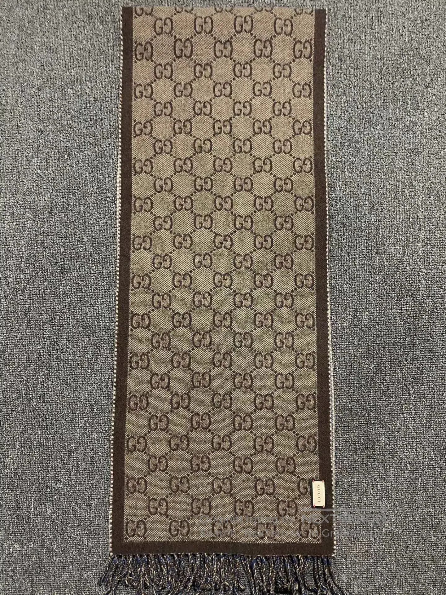 Gucci Blue GG Pattern Scarf with Fringe. Size ONE SIZE - 3 Thumbnail