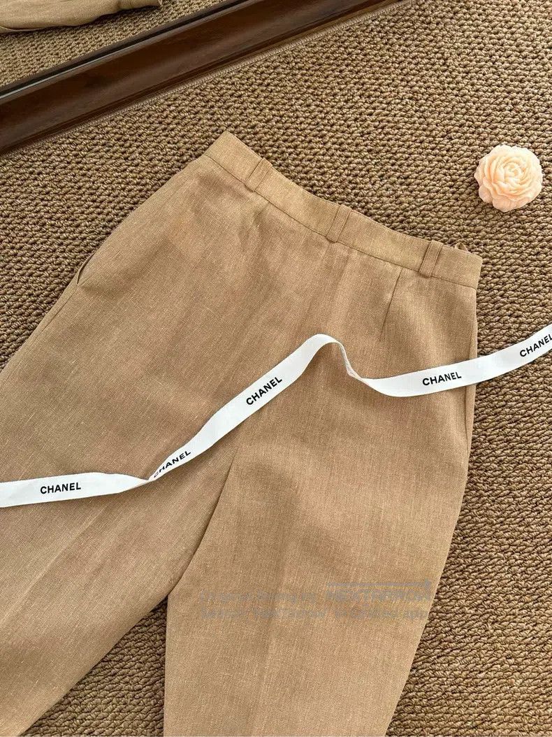 Chanel Chanel 98 linen pure colour draped suit pencil pants Size 25" / US 0 / IT 36 - 6 Thumbnail